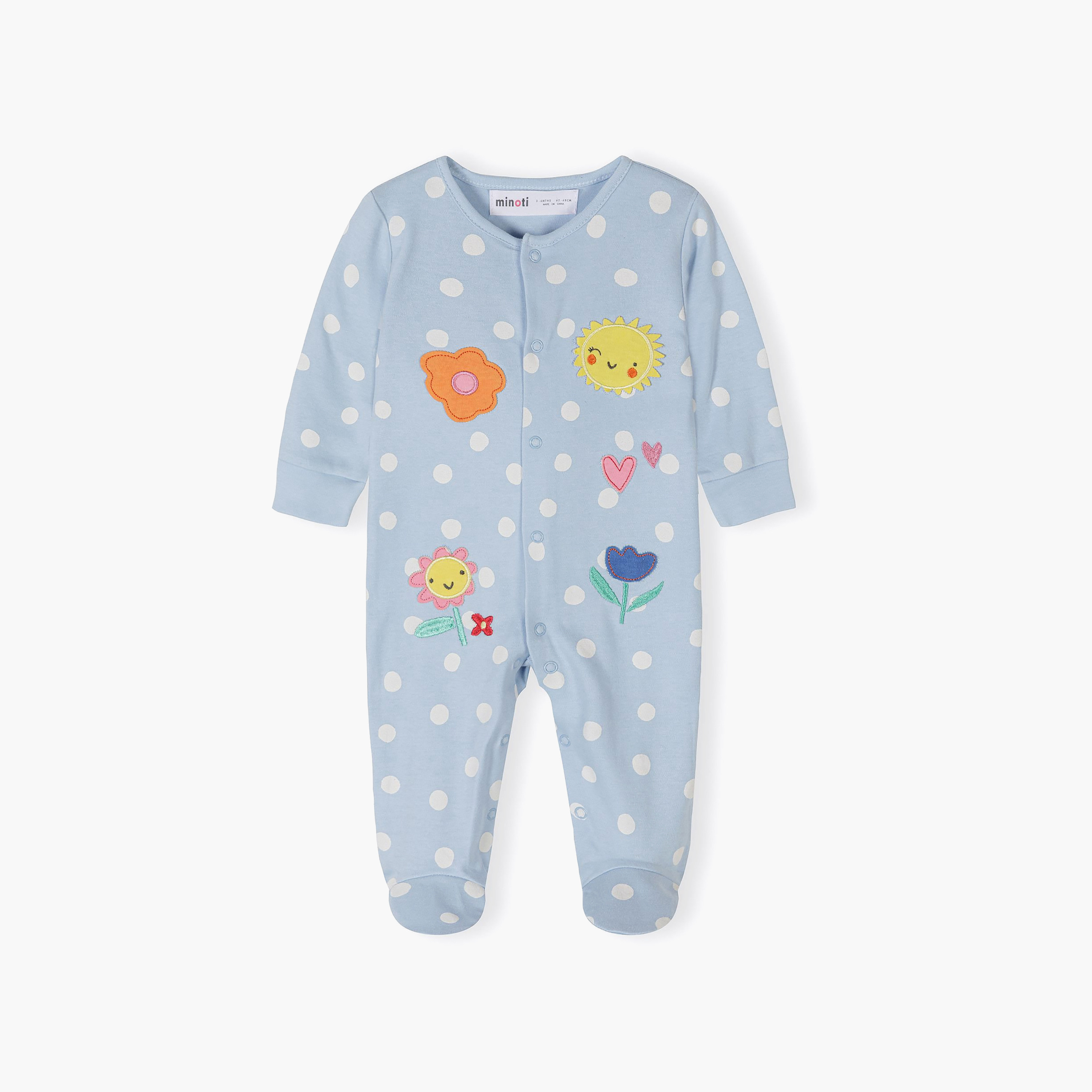 Minoti 3-Piece Long Sleeves Flower & Dots Printed Bodysuits Set-baby-girls-clothing-nightwear-sleepsuits-image-2