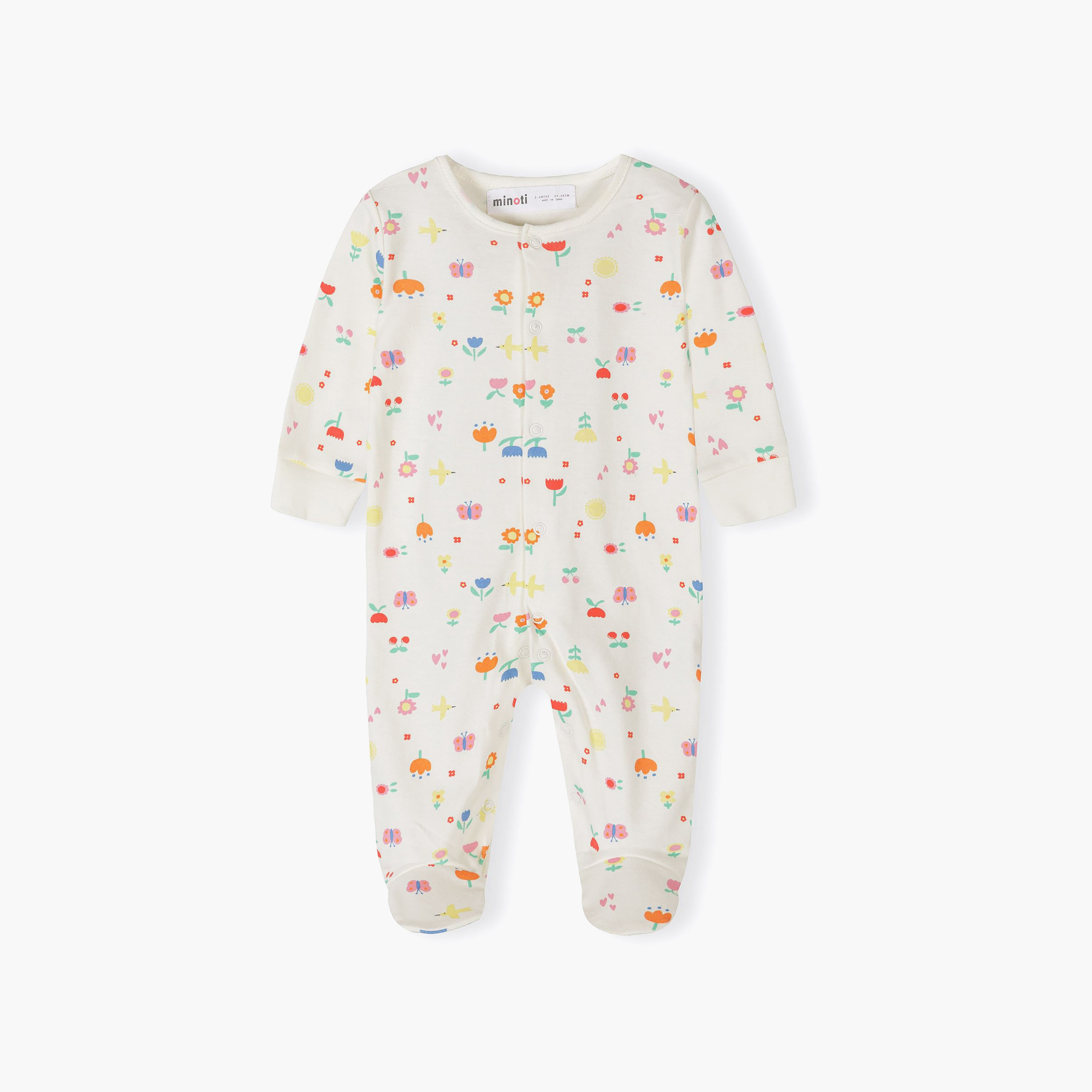 طقم بودي سوت بطبعة زهور ونقاط وأكمام طويلة 3 قطع من مينوتي-baby-girls-clothing-nightwear-sleepsuits-image-3