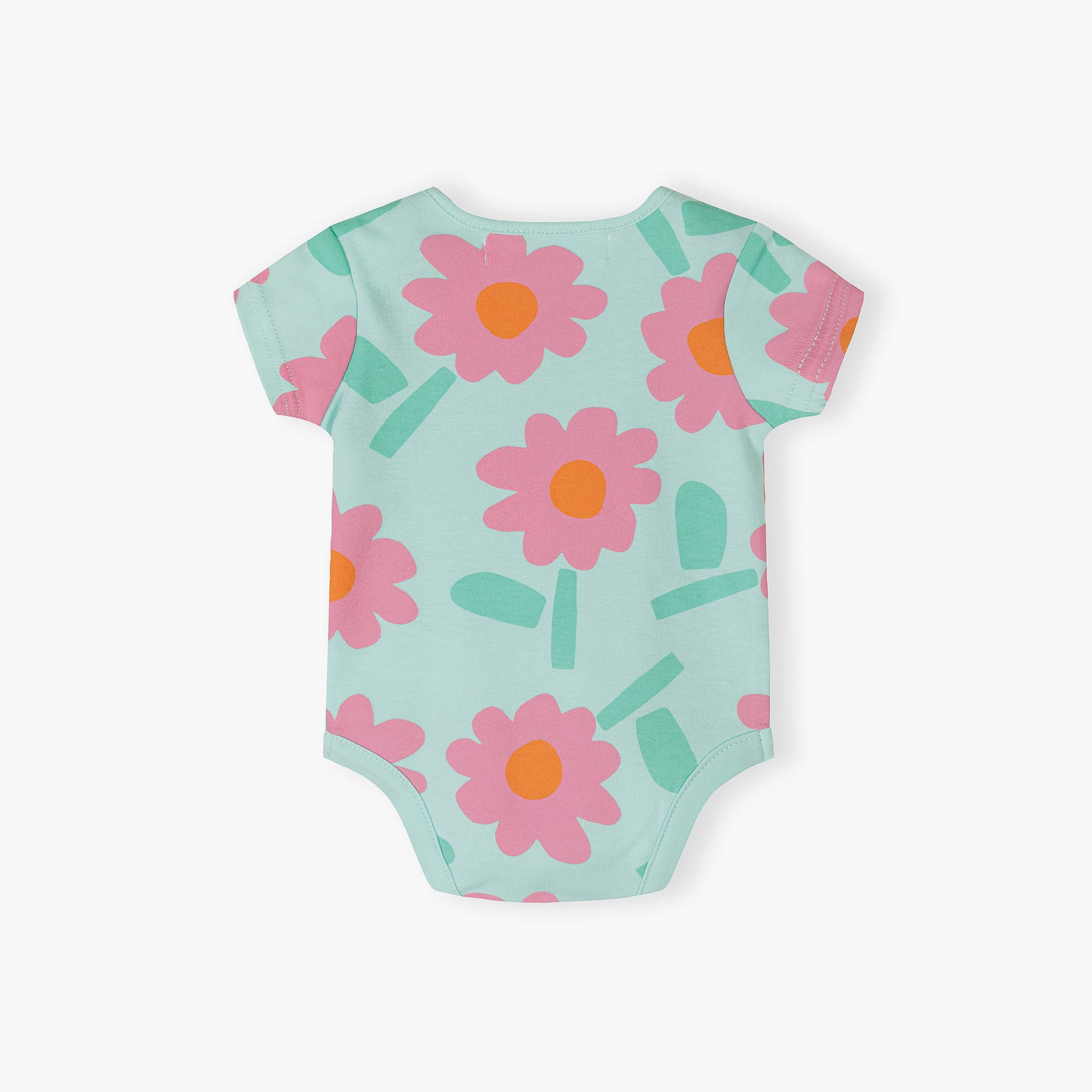 Minoti 7-Piece Short Sleeves Flower Print Bodysuit Set-baby-girls-clothing-bodysuits-image-5