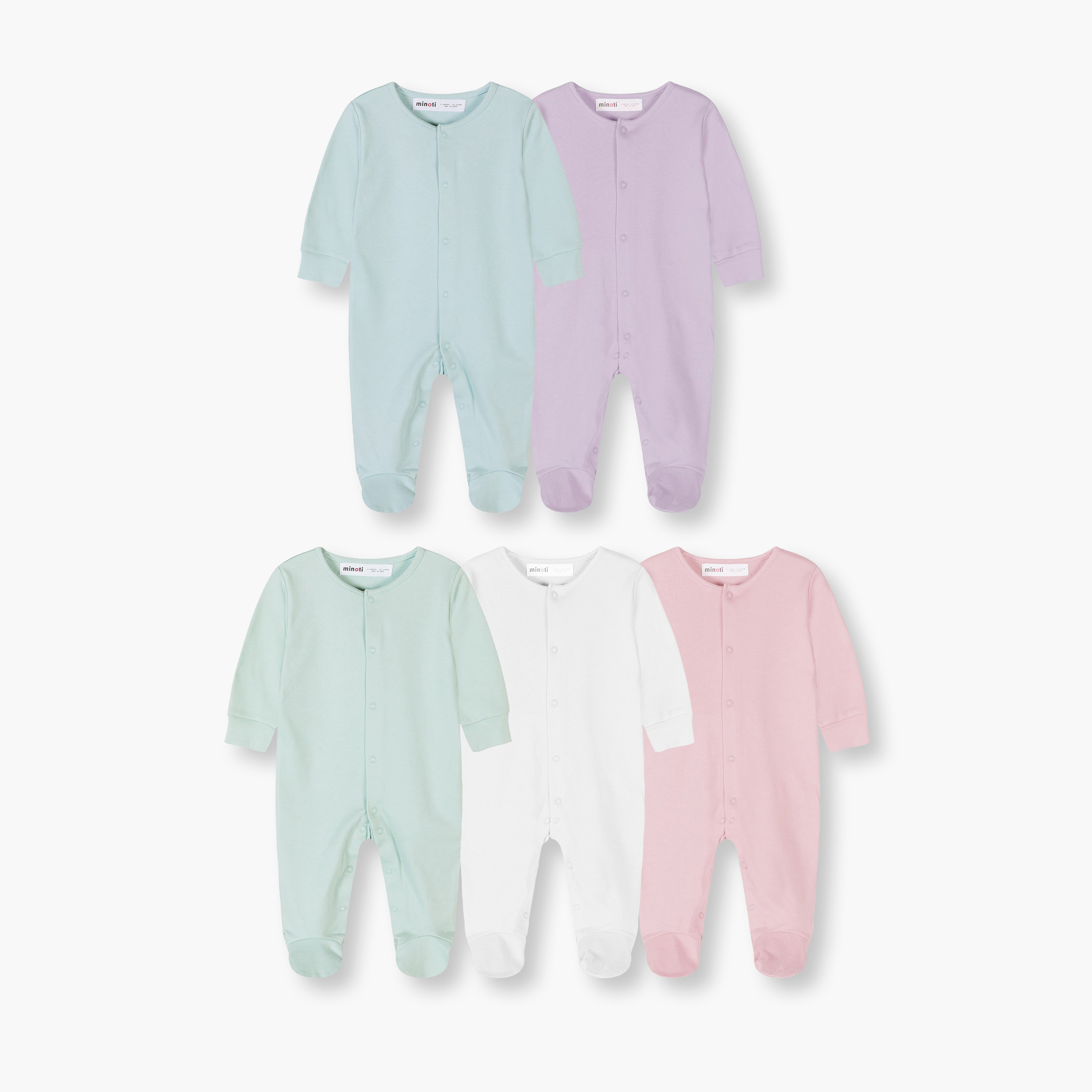 طقم بودي سوت سادة وأكمام طويلة 5 قطع من مينوتي-baby-girls-clothing-nightwear-sleepsuits-image-1