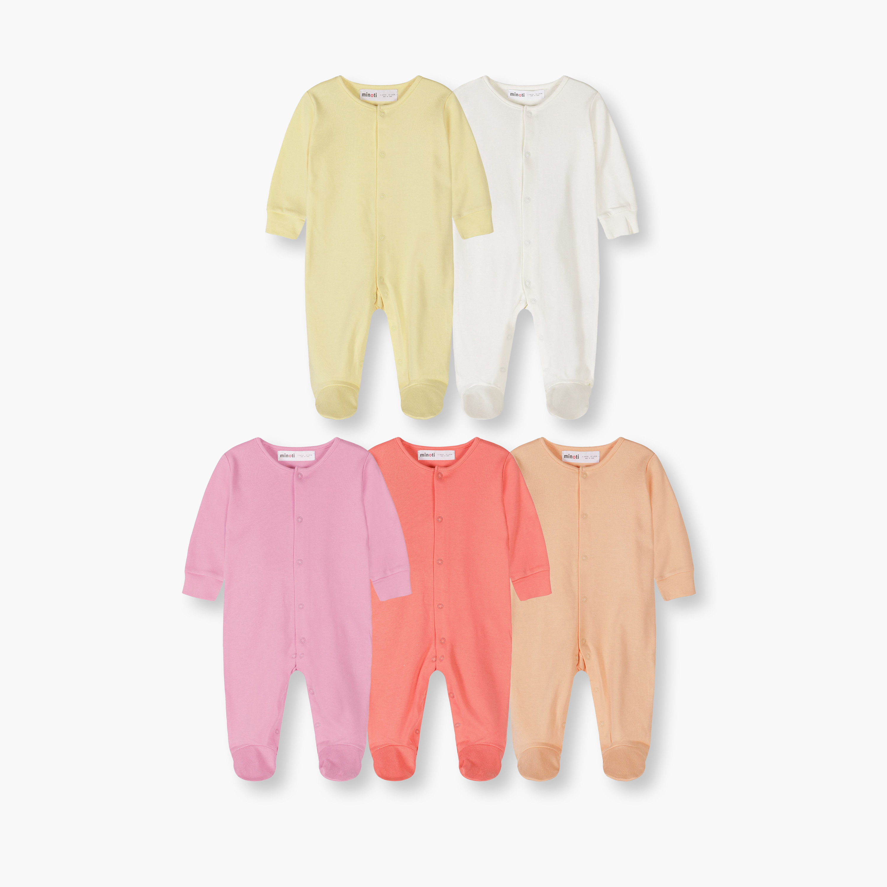 طقم بودي سوت سادة وأكمام طويلة 5 قطع من مينوتي-baby-girls-clothing-nightwear-sleepsuits-image-1