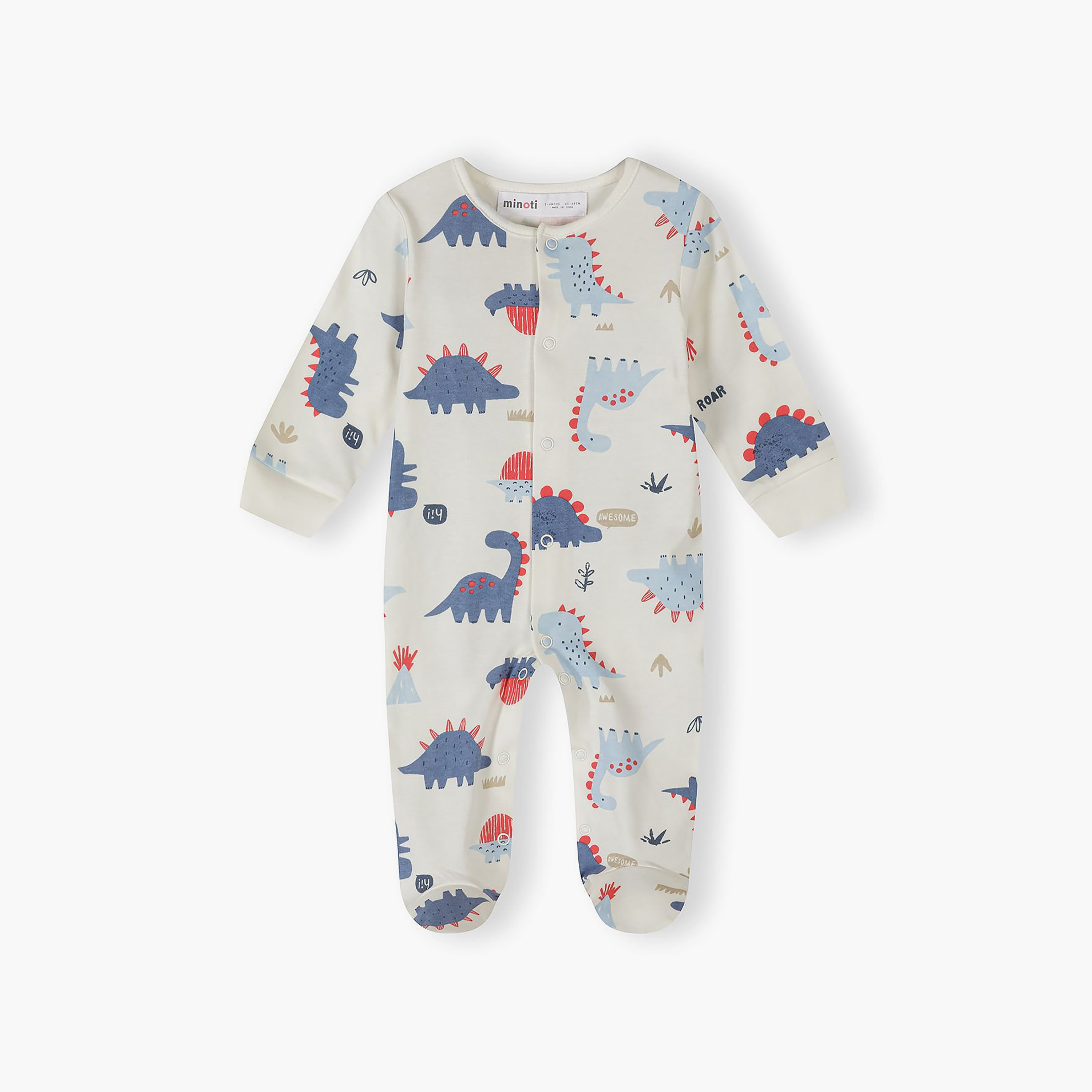 Minoti 3-Piece Long Sleeves Dinosaurs Printed Bodysuits Set-baby-boys-clothing-nightwear-sleepsuits-image-3