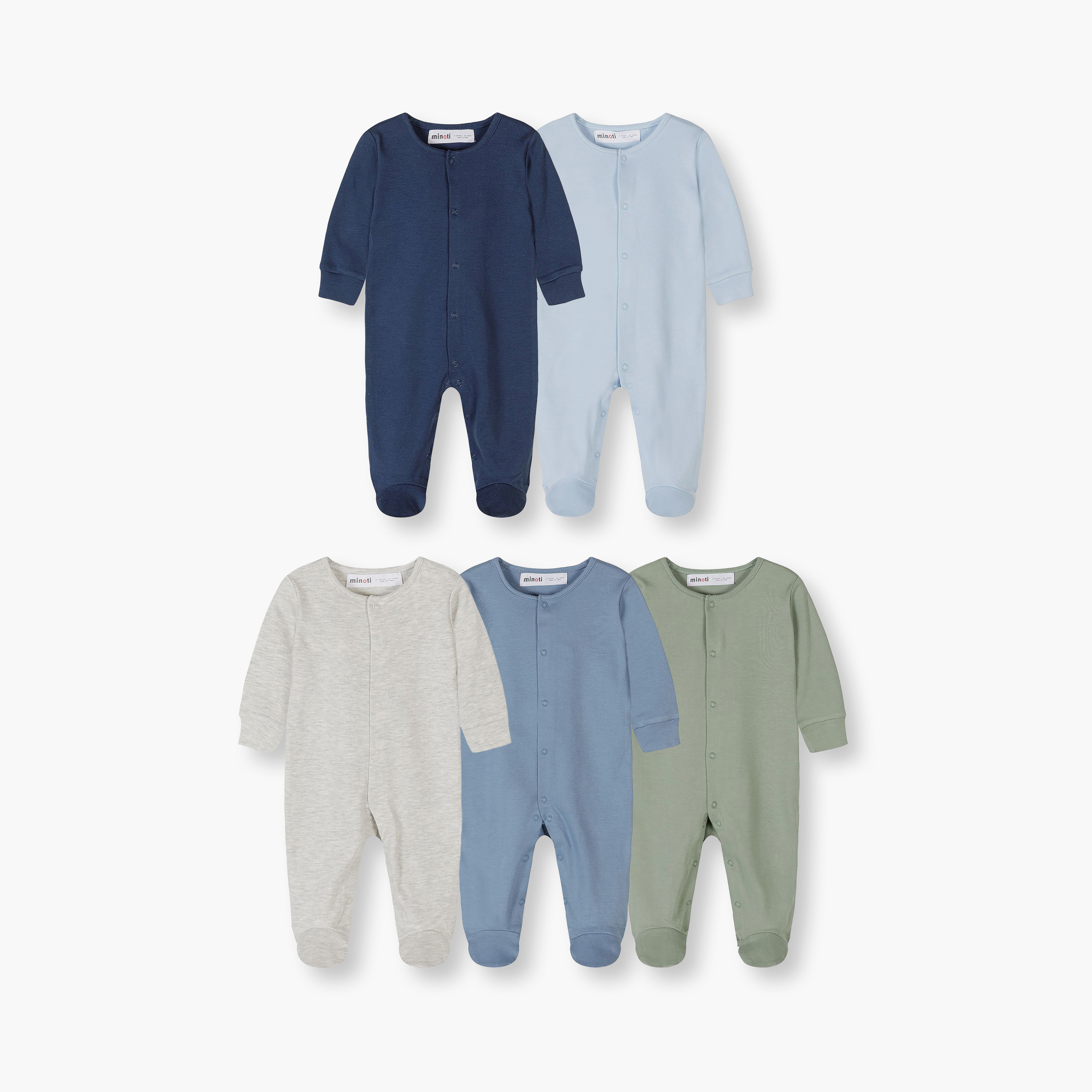 طقم بودي سوت سادة وأكمام طويلة 5 قطع من مينوتي-baby-boys-clothing-nightwear-sleepsuits-image-1