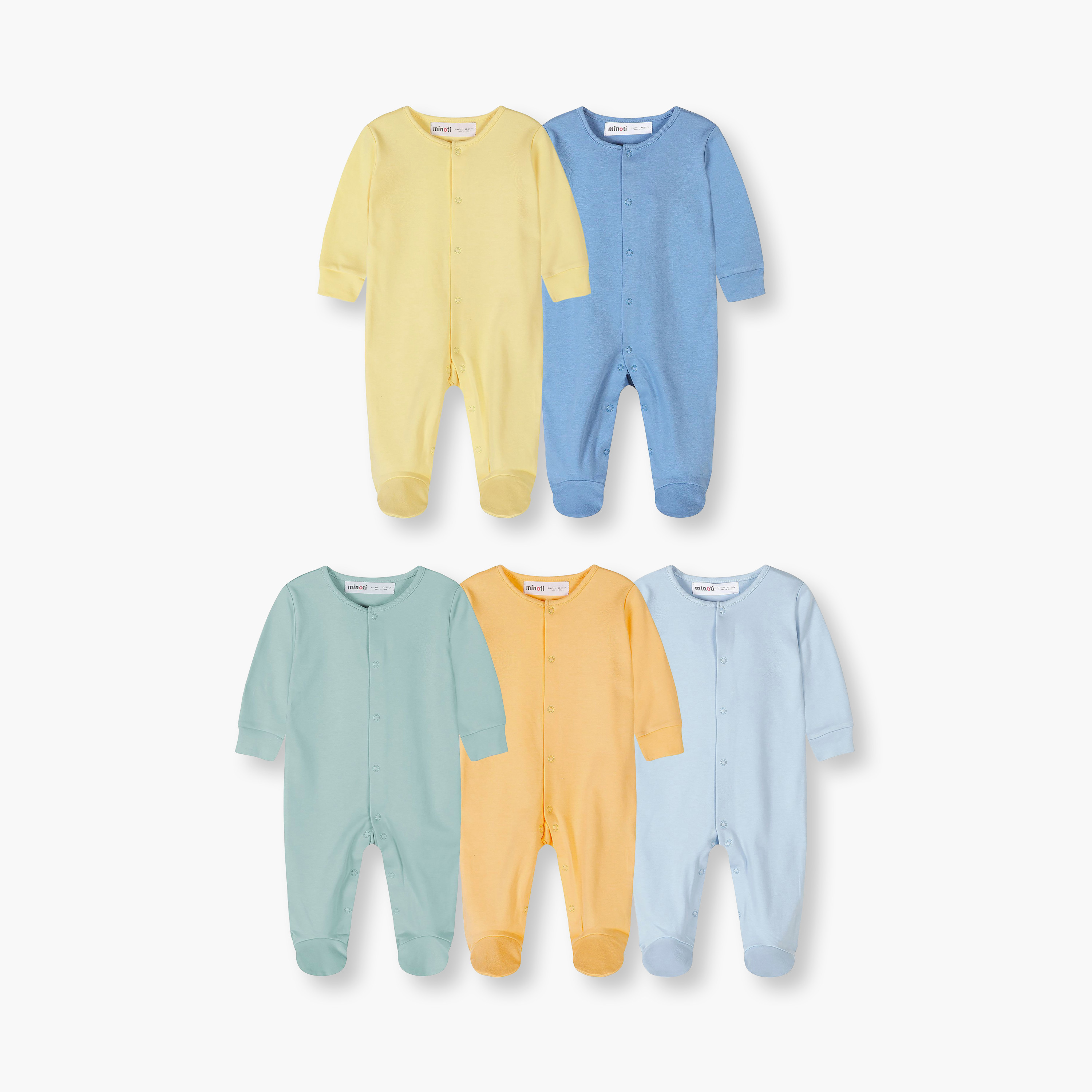 Minoti 5-Piece Long Sleeves Solid Bodysuits Set-baby-boys-clothing-nightwear-sleepsuits-image-1