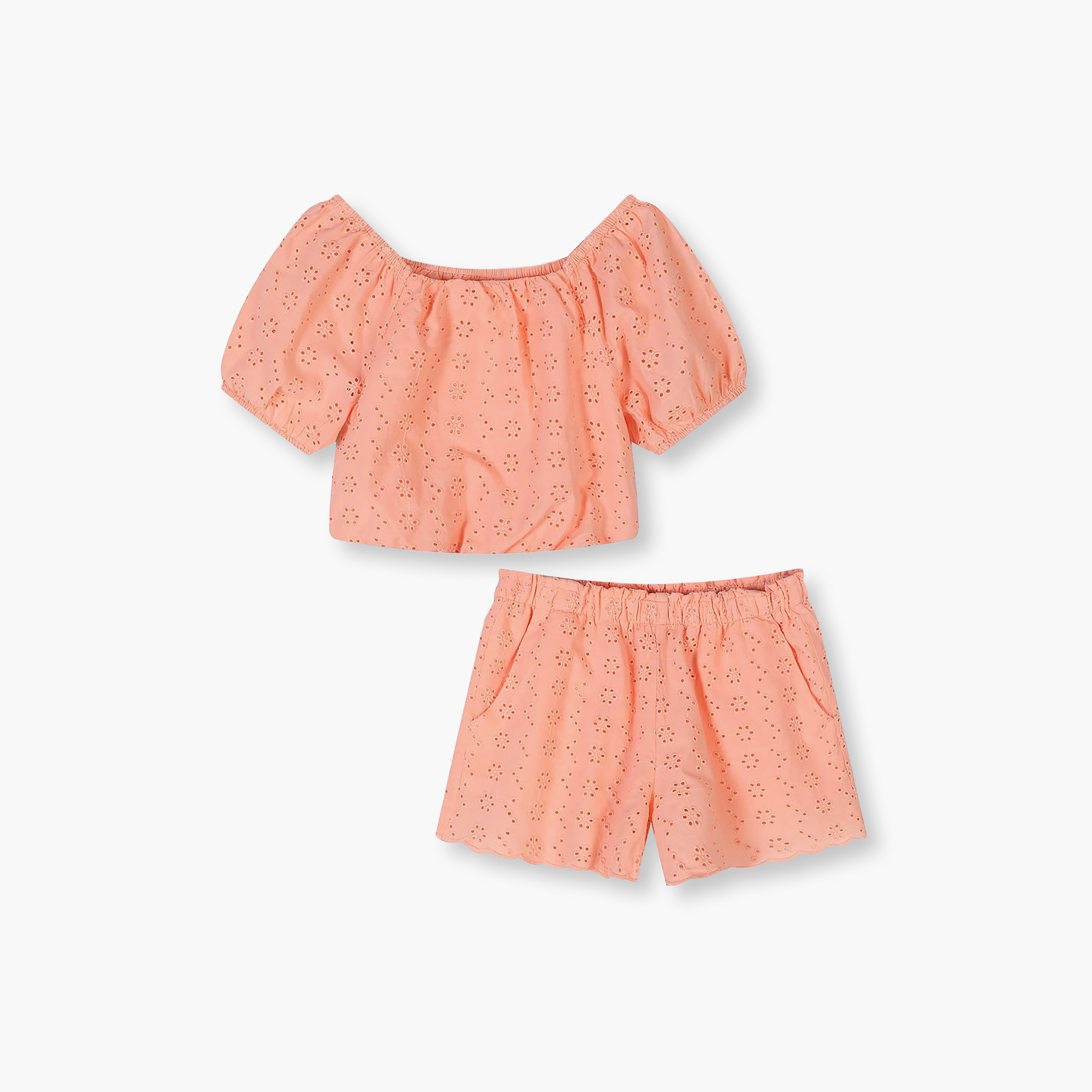 طقم تيشيرت بأكمام قصيرة وشورت بخصر مطاطي من مينوتي-girls-clothing-setsandcoords-image-1