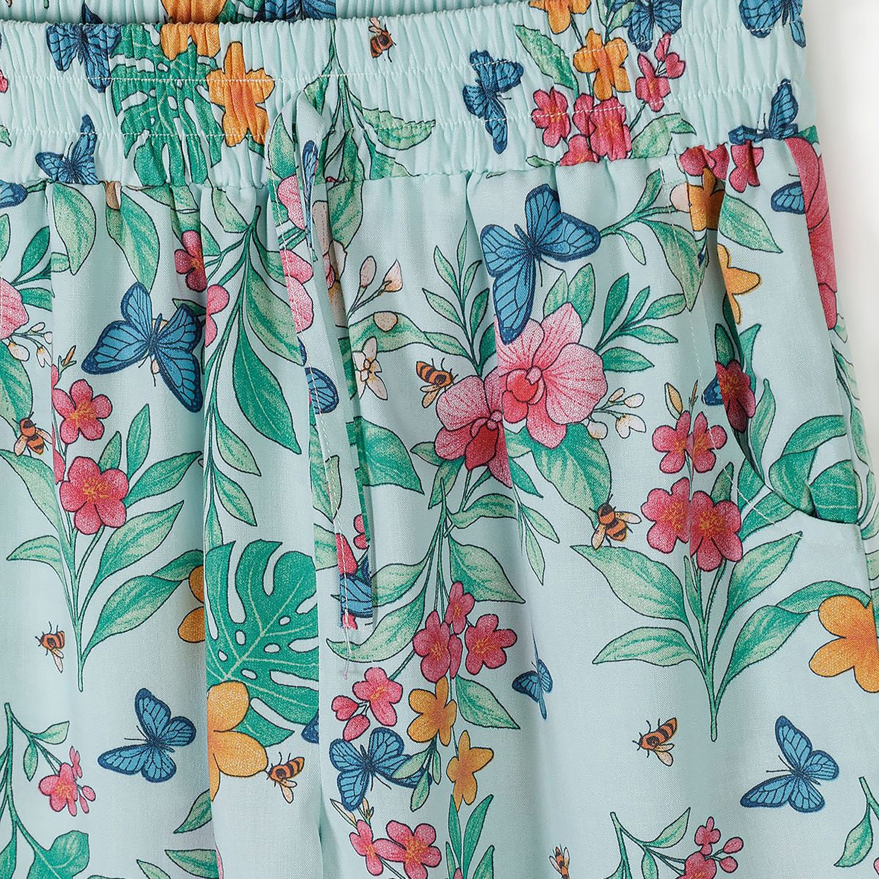 طقم بلوزة بطبعة استوائية وأكمام قصيرة وبنطلون أرجل واسعة من مينوتي-girls-clothing-setsandcoords-image-1