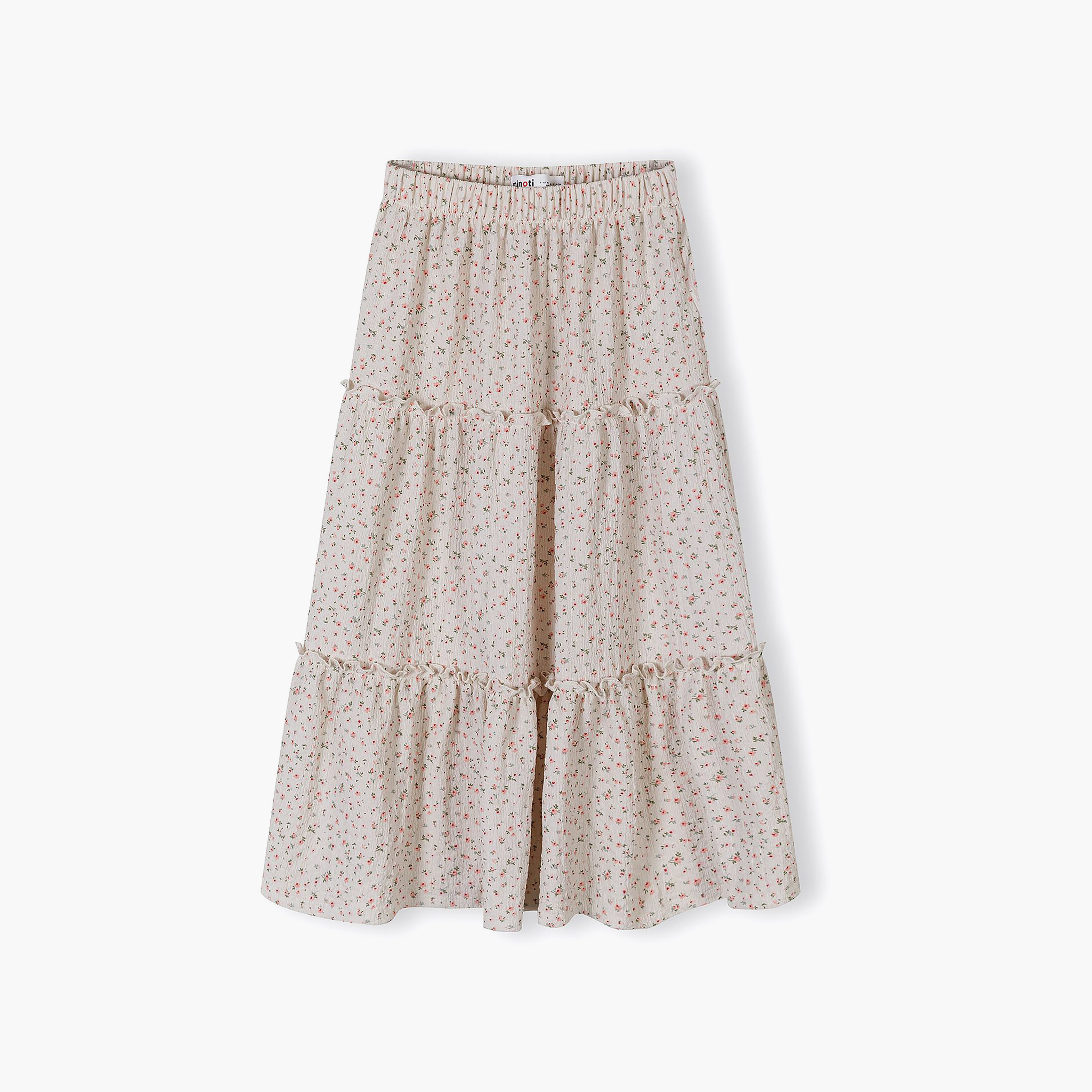 Minoti Floral Maxi Skirt with Elastic Waist-girls-clothing-bottoms-skirts-image-1