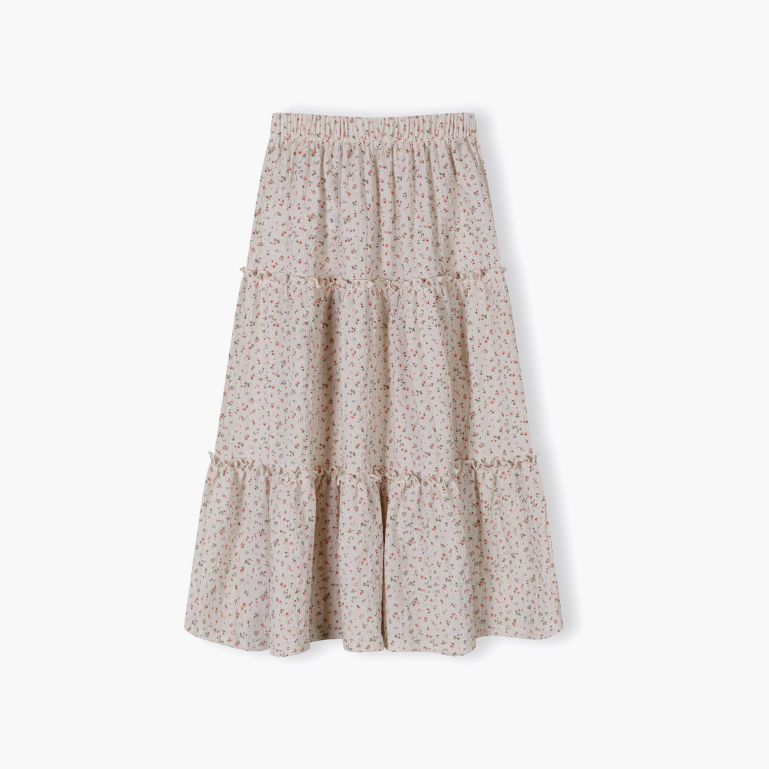 Minoti Floral Maxi Skirt with Elastic Waist-girls-clothing-bottoms-skirts-image-2