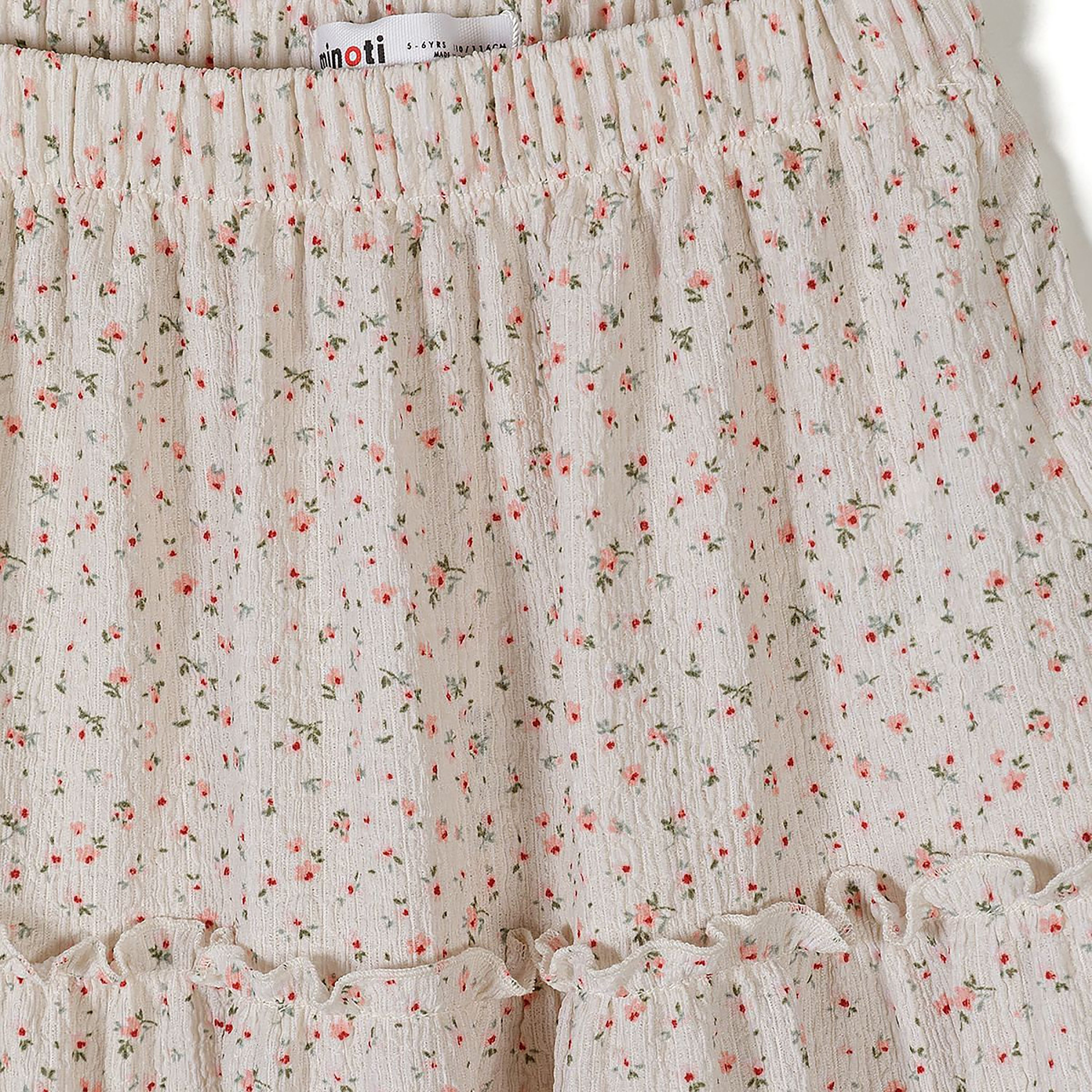 تنورة ماكسي بنقشة زهور وخصر مطاطي من مينوتي-girls-clothing-bottoms-skirts-image-3