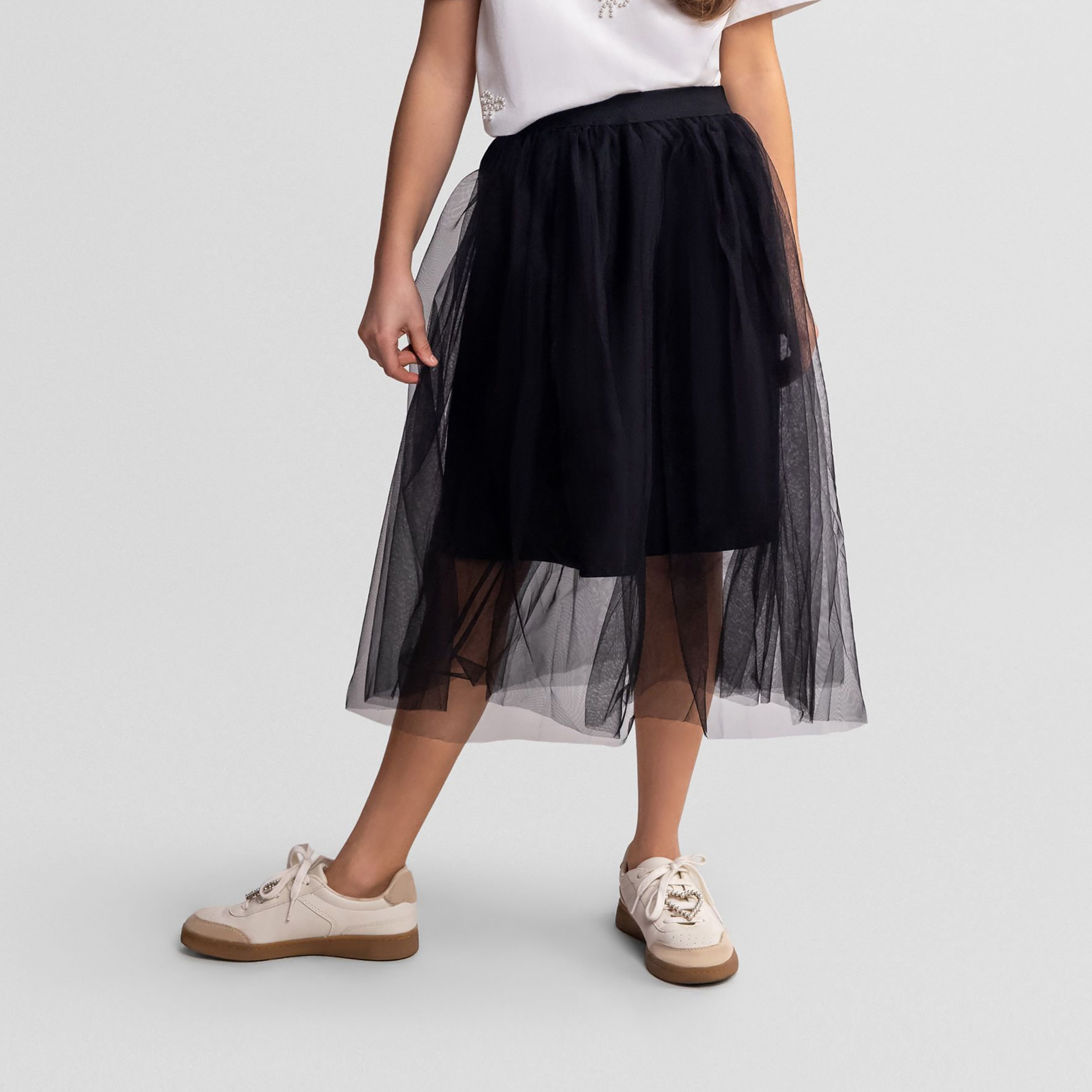 Minoti Pleated Long Tulle Skirt-girls-clothing-bottoms-skirts-image-1