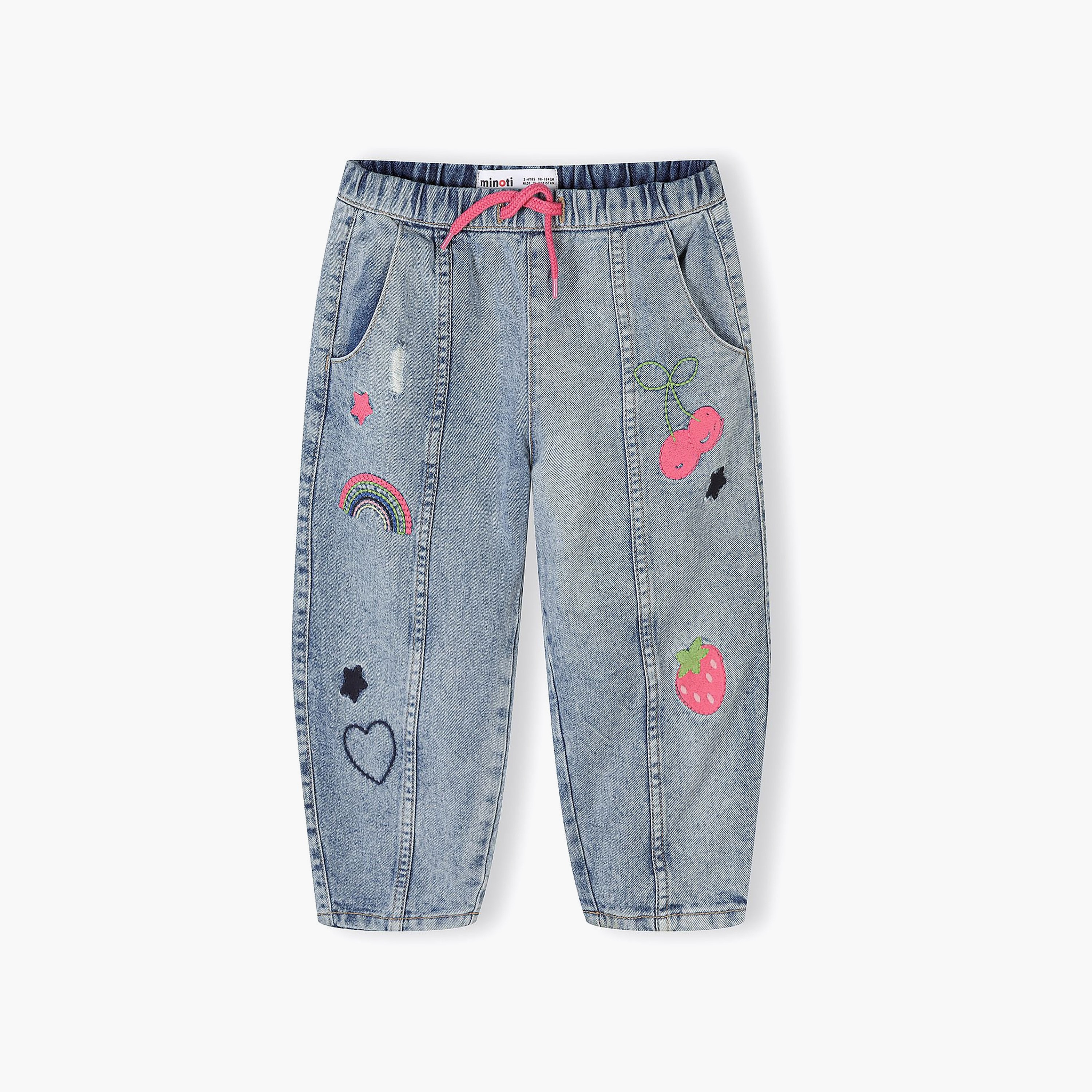 Minoti Barrel Shaped Embroidered Jeans-baby-girls-clothing-bottoms-jeans-image-3