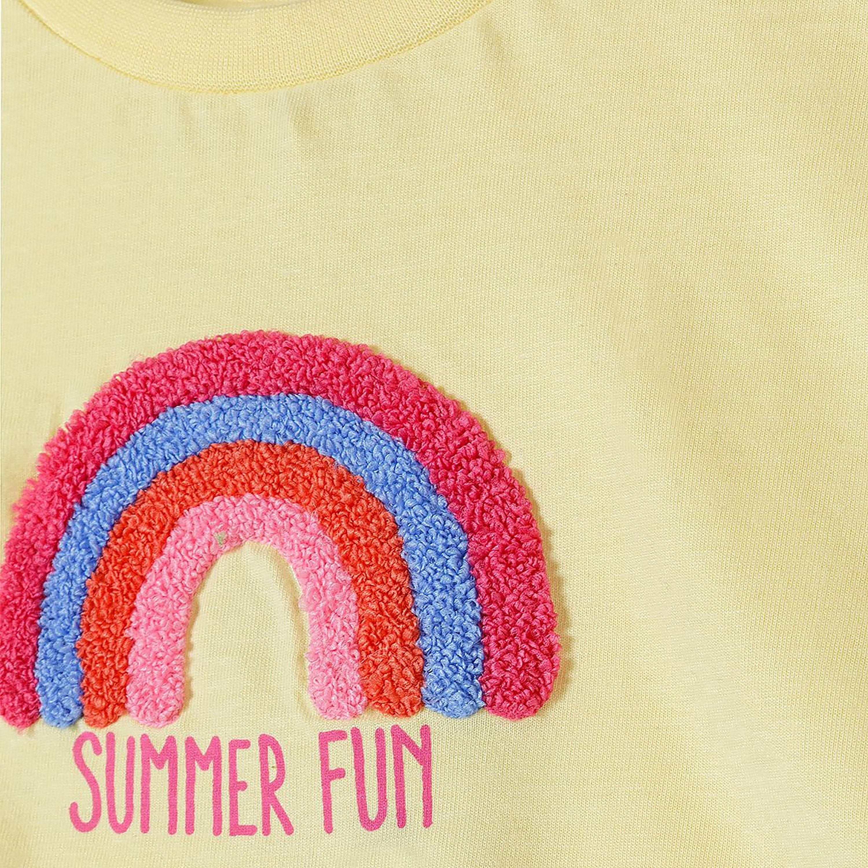 Minoti Short Sleeves Rainbow Embroidered T-Shirt-baby-girls-clothing-tshirts-image-4