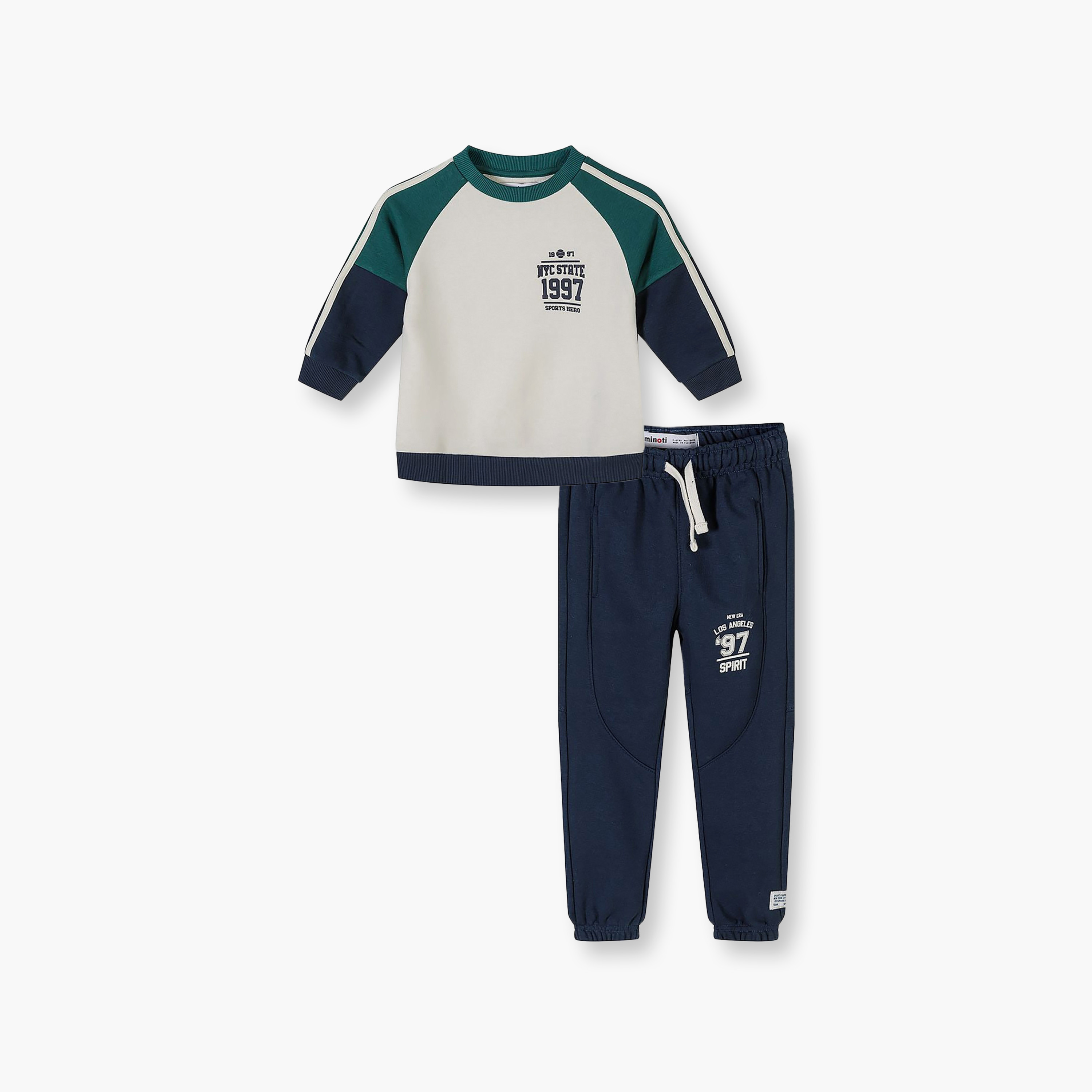 طقم سويت شيرت وبنطلون رياضي جوغر بألوان متباينة وأكمام طويلة من مينوتي-boys-clothing-setsandcoords-image-2