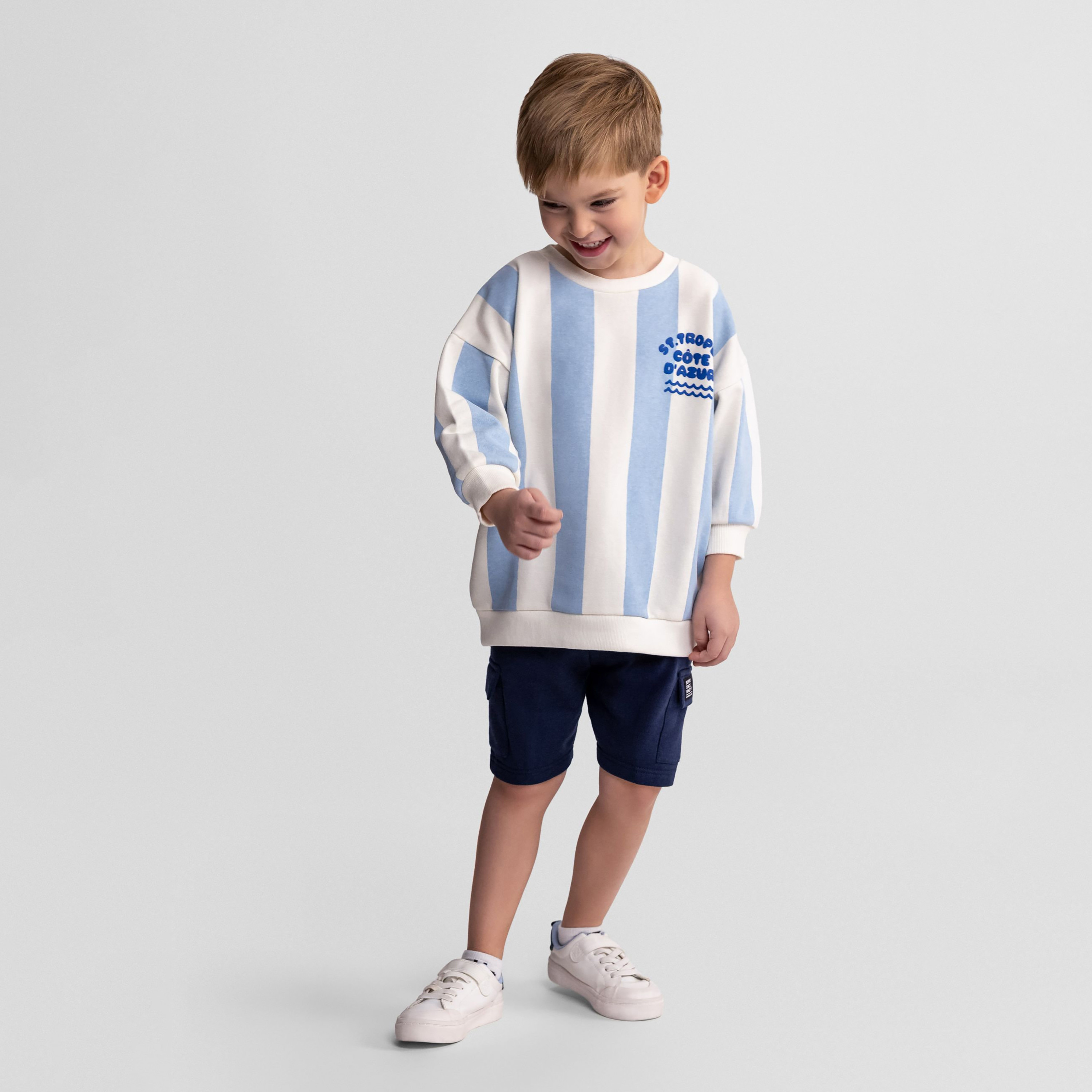 طقم سويت شيرت مخطط بأكمام طويلة وشورت من مينوتي-boys-clothing-setsandcoords-image-1