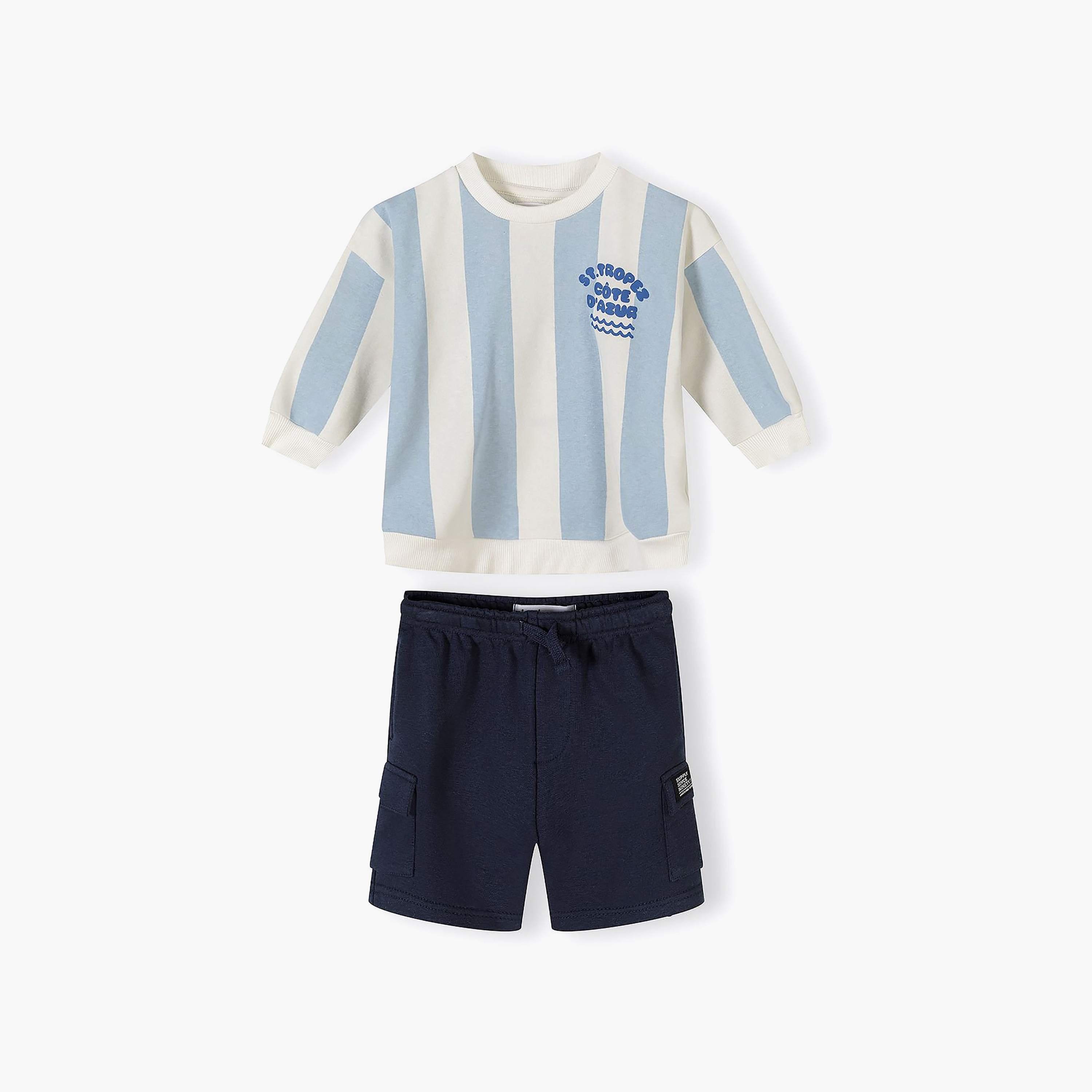 طقم سويت شيرت مخطط بأكمام طويلة وشورت من مينوتي-boys-clothing-setsandcoords-image-8