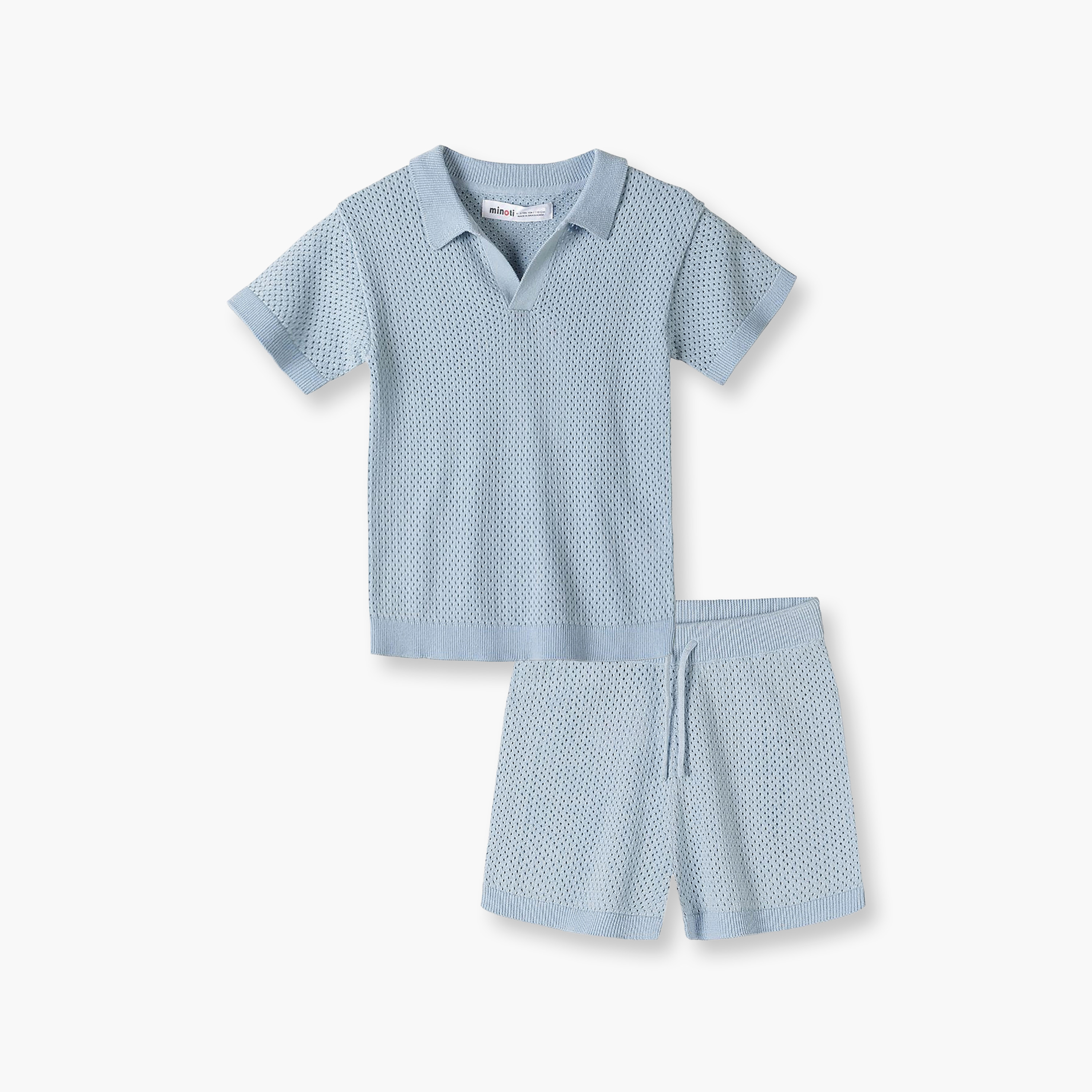 طقم تيشيرت محبوك بياقة وأكمام قصيرة وشورت من مينوتي-boys-clothing-setsandcoords-image-2