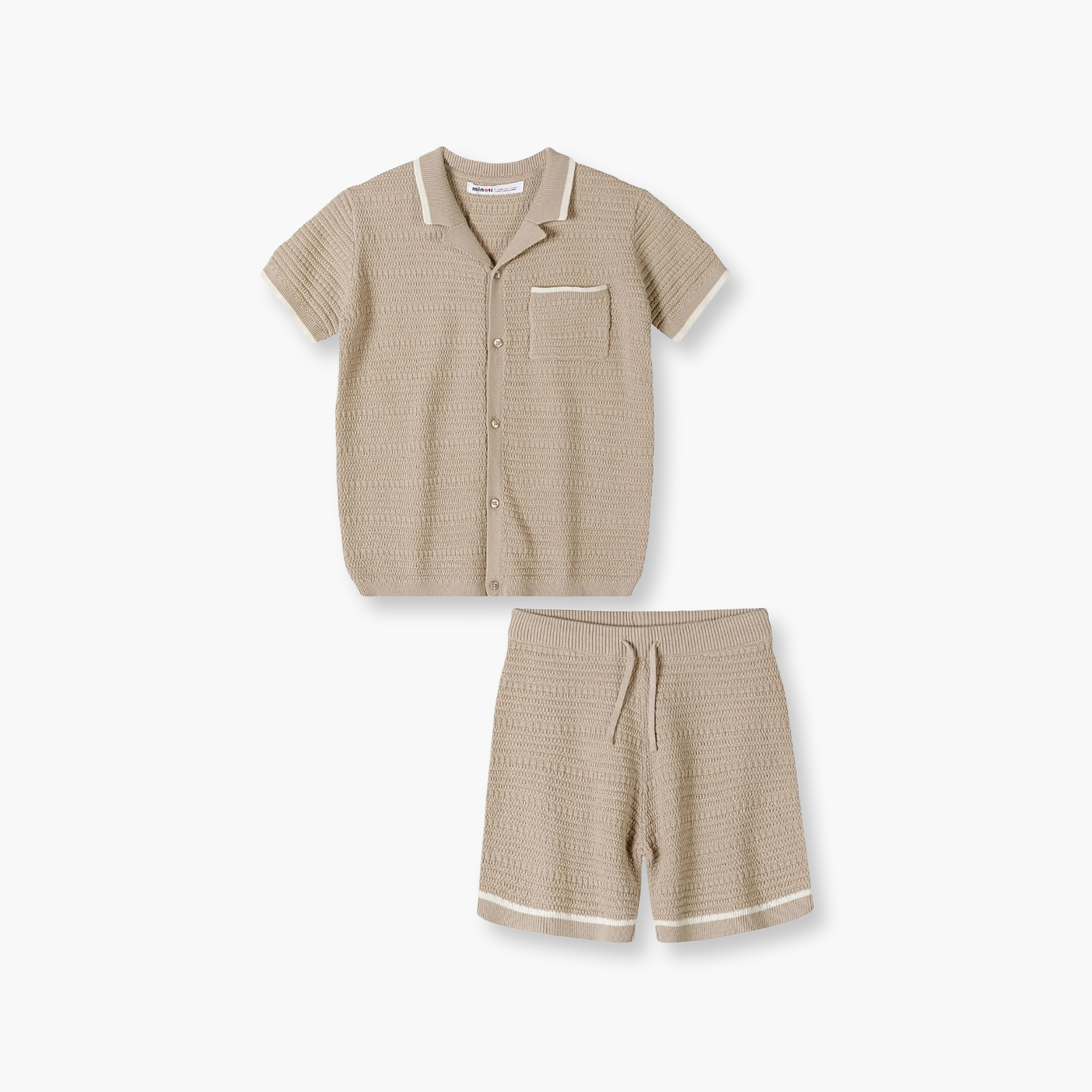 طقم تيشيرت بولو محبوك بياقة وأكمام قصيرة وشورت من مينوتي-boys-clothing-setsandcoords-image-1