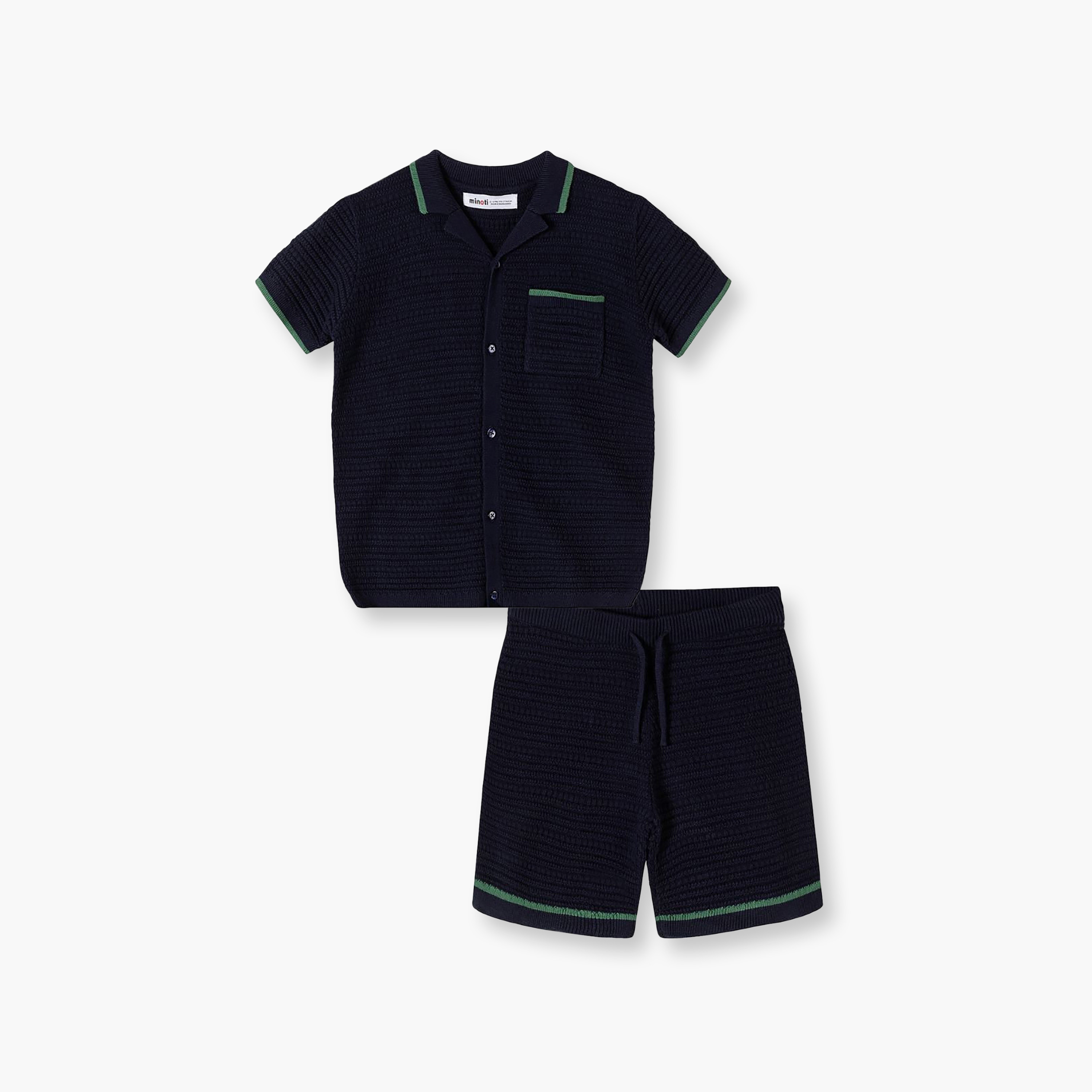 طقم تيشيرت بولو محبوك بياقة وأكمام قصيرة وشورت من مينوتي-boys-clothing-setsandcoords-image-2