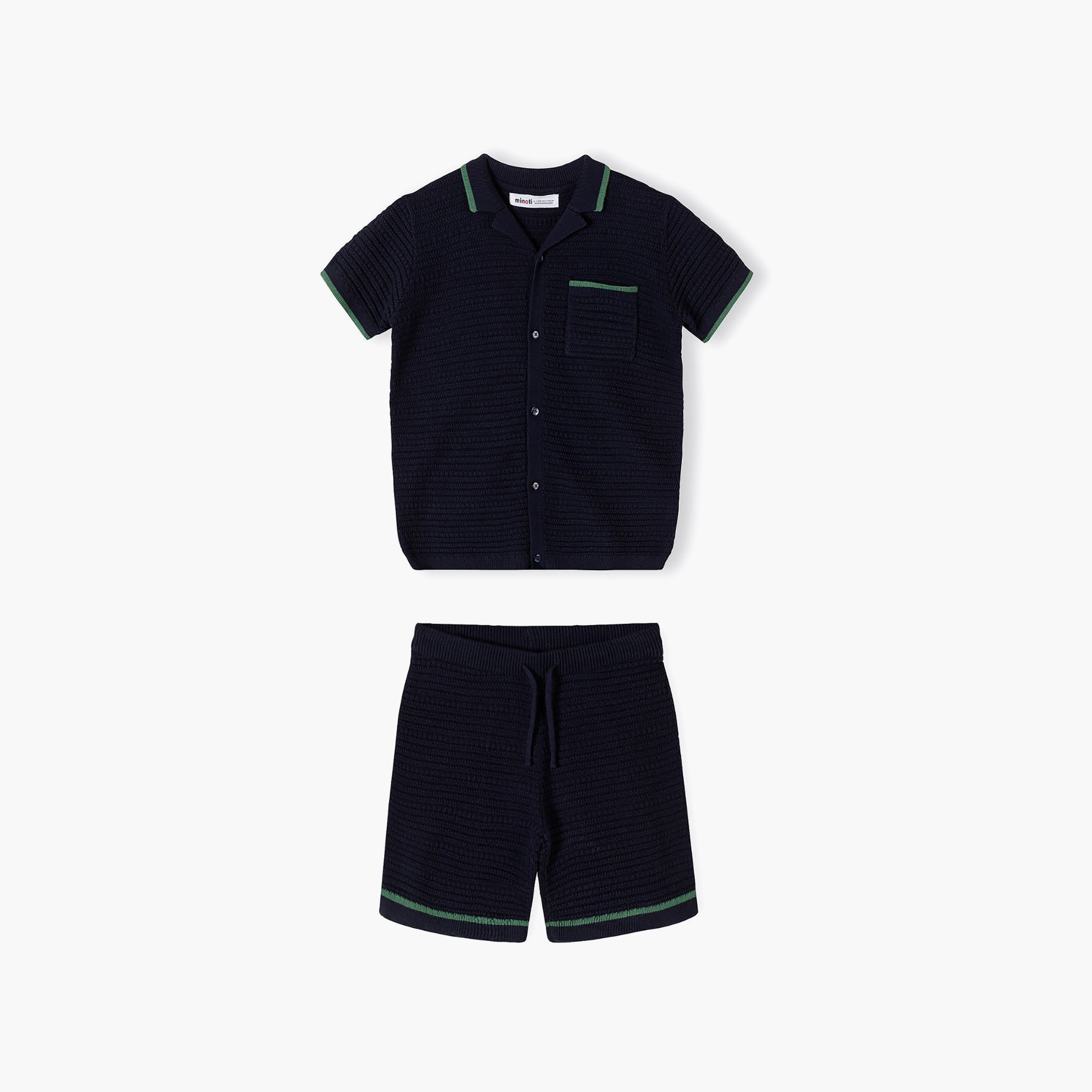 طقم تيشيرت بولو محبوك بياقة وأكمام قصيرة وشورت من مينوتي-boys-clothing-setsandcoords-image-7