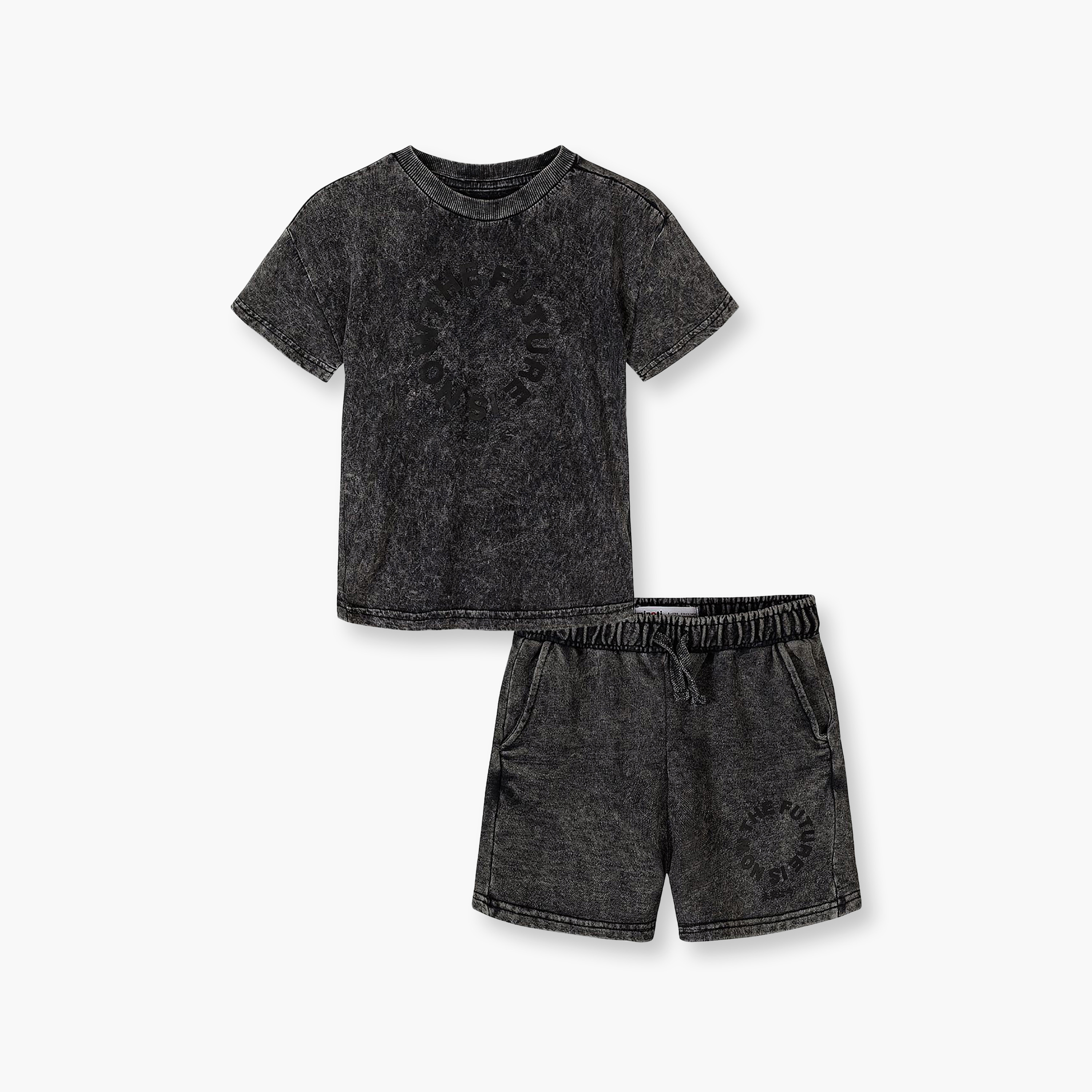 Minoti Short Sleeves Acid Wash Effect T-Shirt & Shorts Set-boys-clothing-setsandcoords-image-2