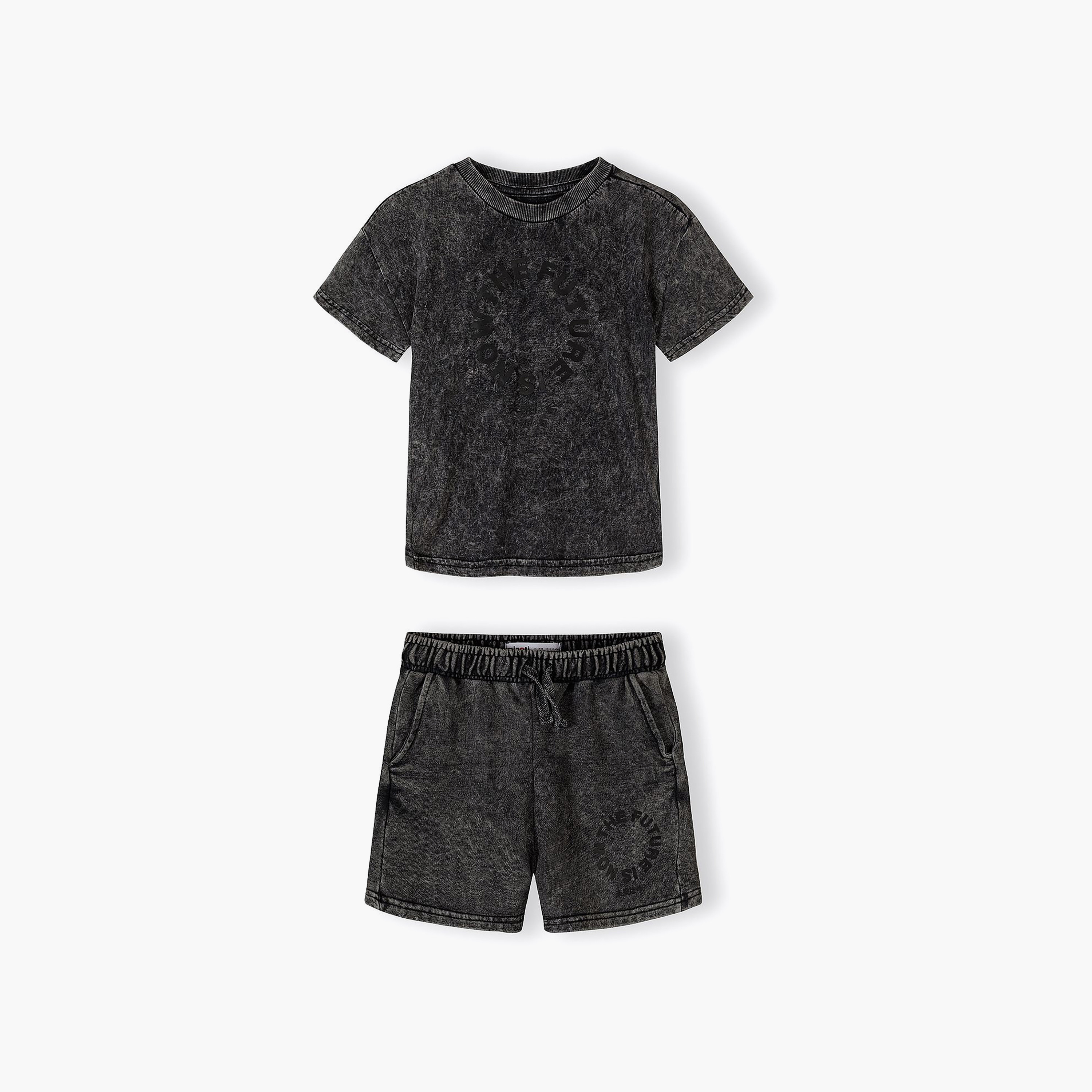 طقم تيشيرت بتأثير "أسيد واش" وأكمام قصيرة وشورت من مينوتي-boys-clothing-setsandcoords-image-3