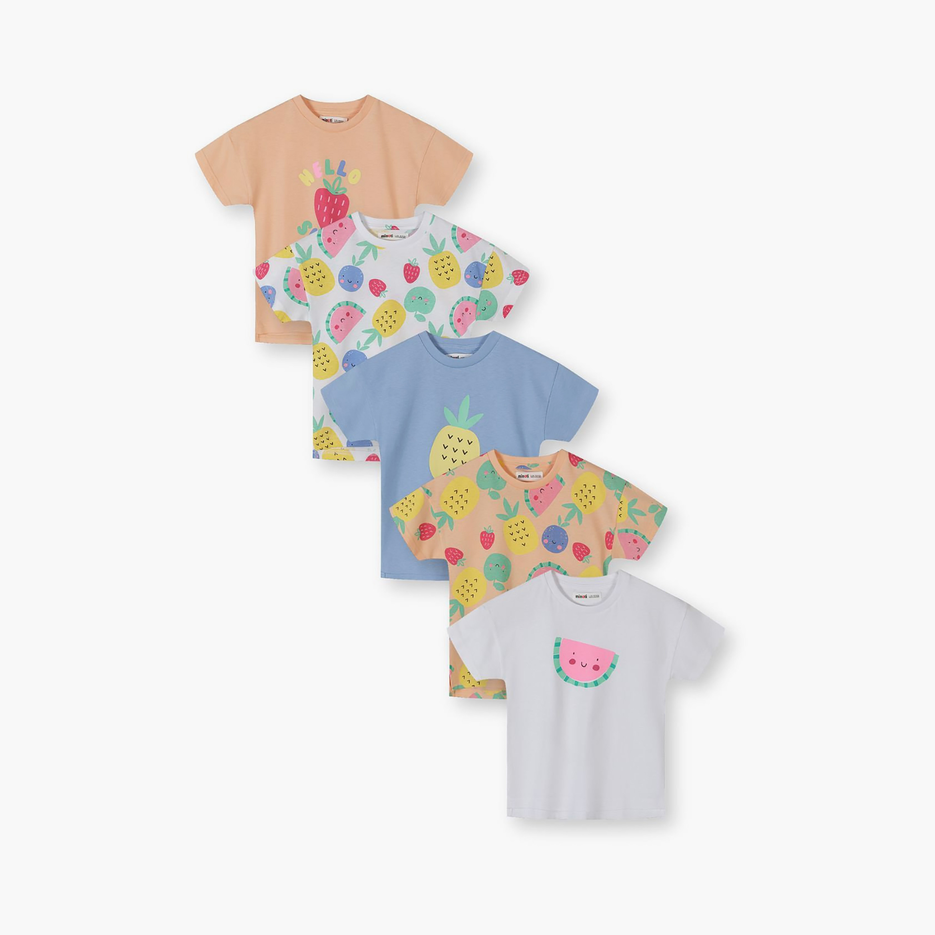 Minoti 5-Piece Short Sleeves Fruit Printed T-Shirt Set-baby-girls-clothing-tshirts-image-1