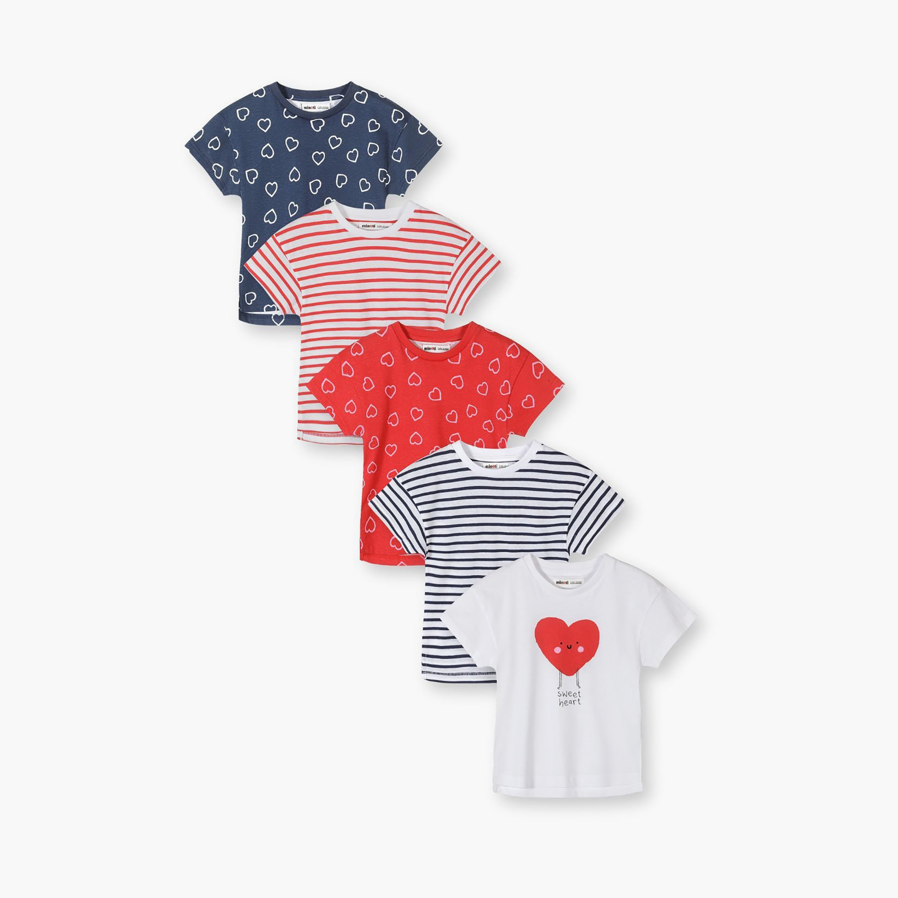 Minoti 5-Piece Short Sleeves Striped T-Shirt Set-baby-girls-clothing-tshirts-image-1
