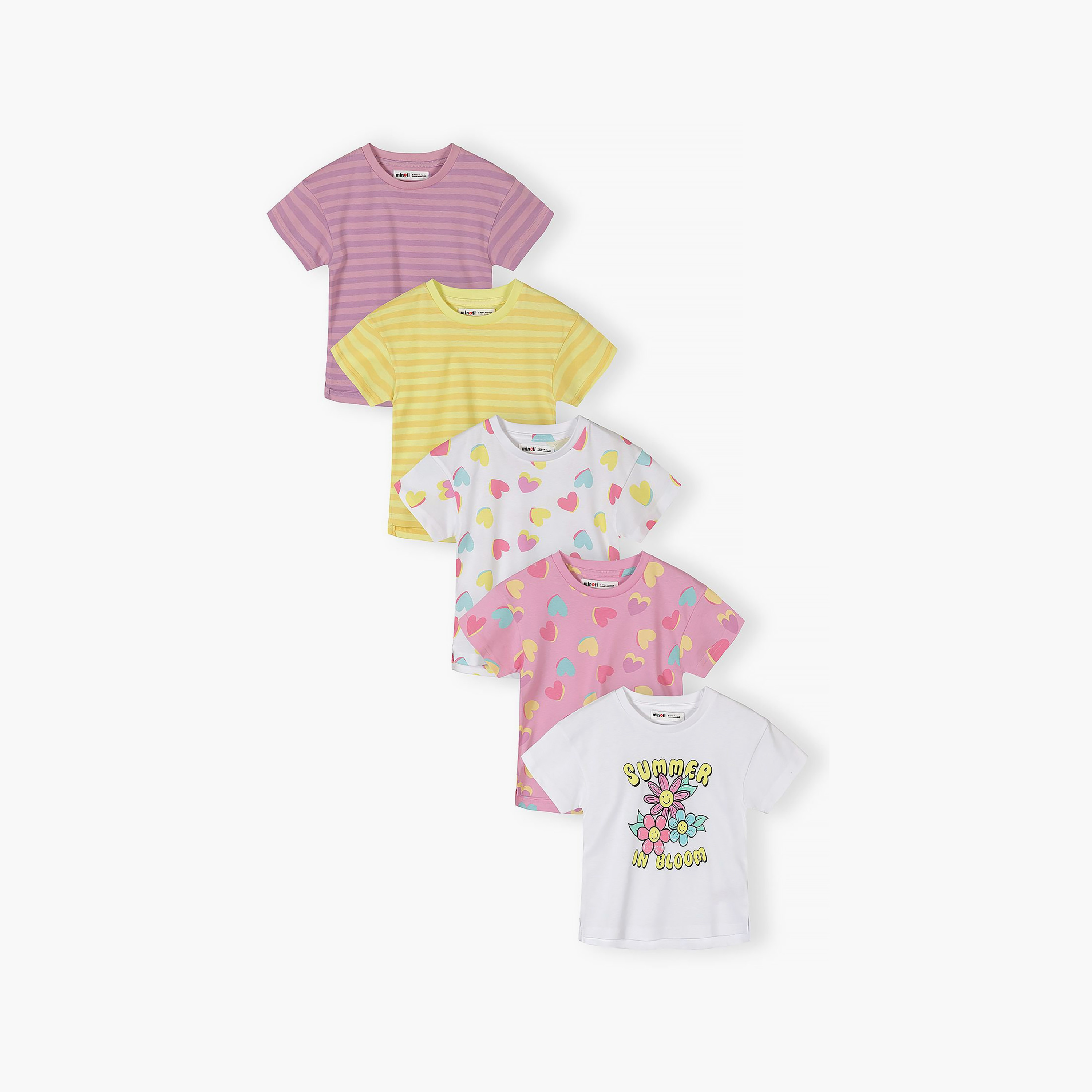 Minoti 5-Piece Short Sleeves Flower Printed T-Shirt Set-baby-girls-clothing-tshirts-image-1