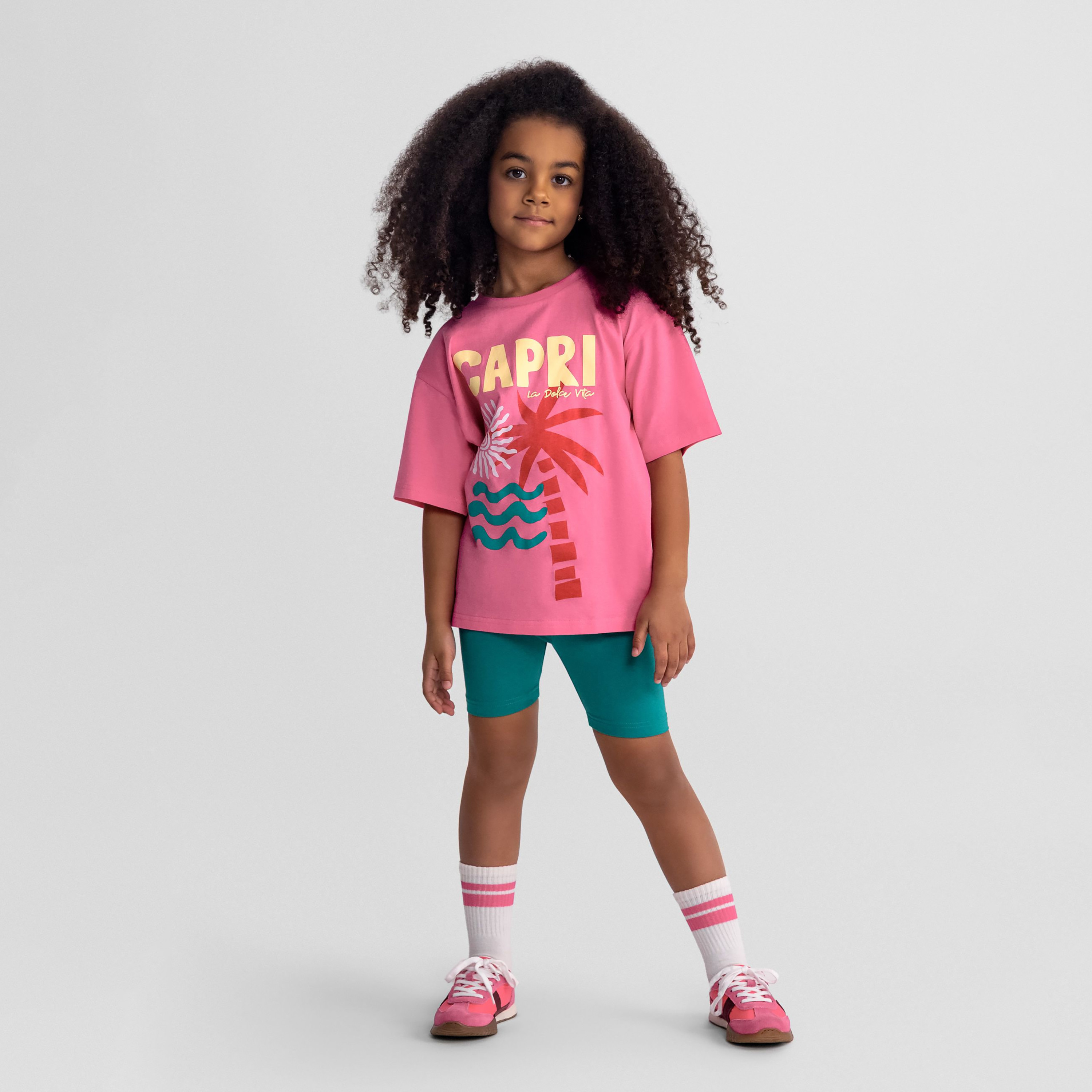 طقمين تيشيرت أكمام قصيرة وشورت سايكلينج من مينوتي-girls-clothing-setsandcoords-image-2