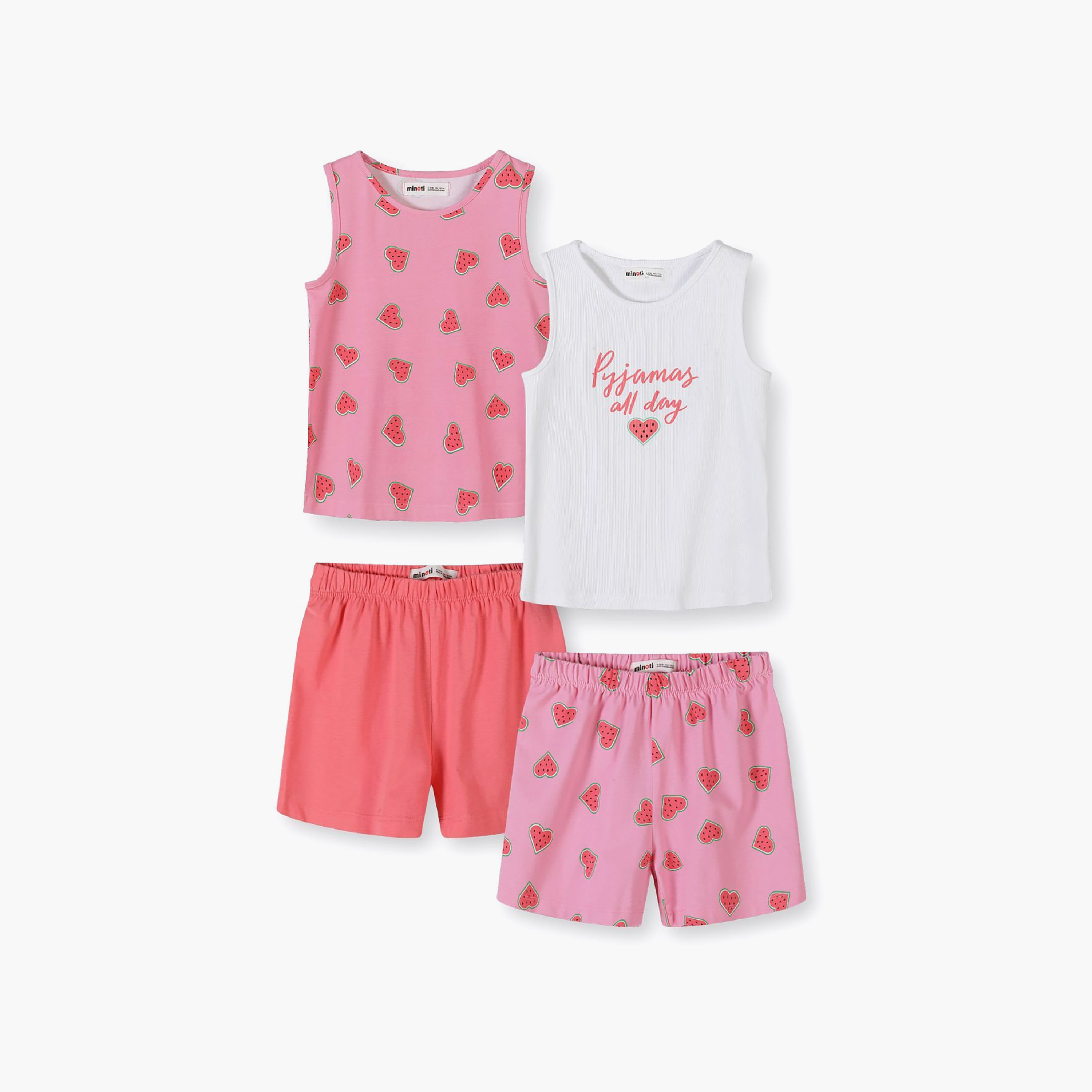 طقمين تيشيرت مطبوع بدون أكمام وشورت من مينوتي-girls-clothing-setsandcoords-image-10