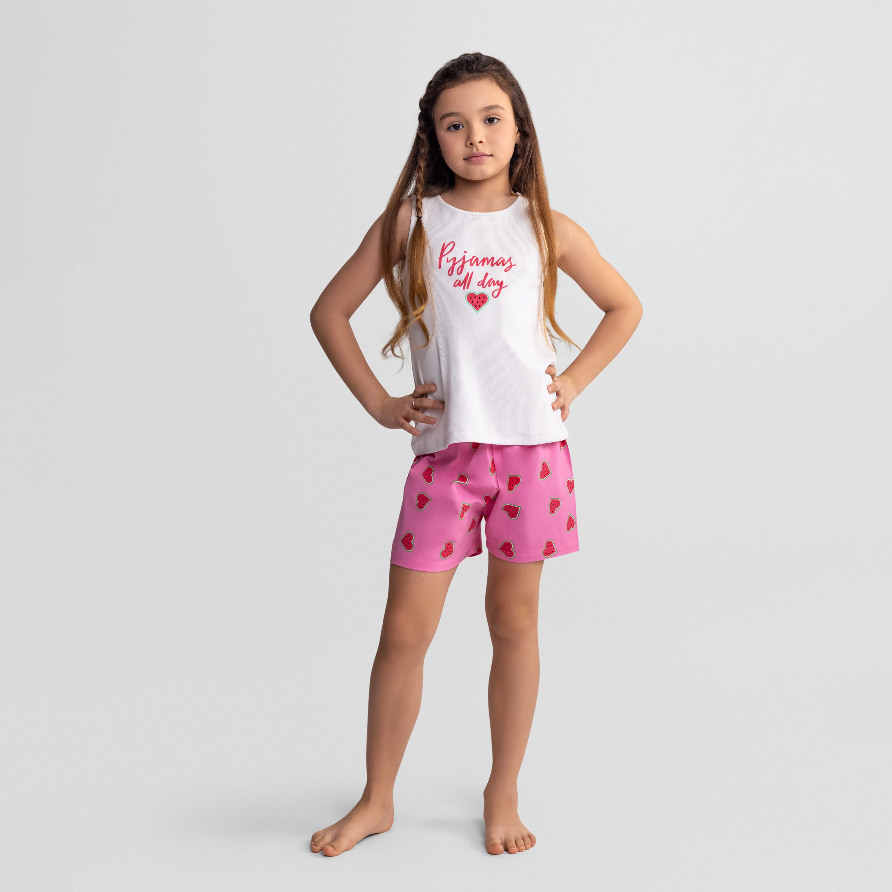 طقمين تيشيرت مطبوع بدون أكمام وشورت من مينوتي-girls-clothing-setsandcoords-image-8