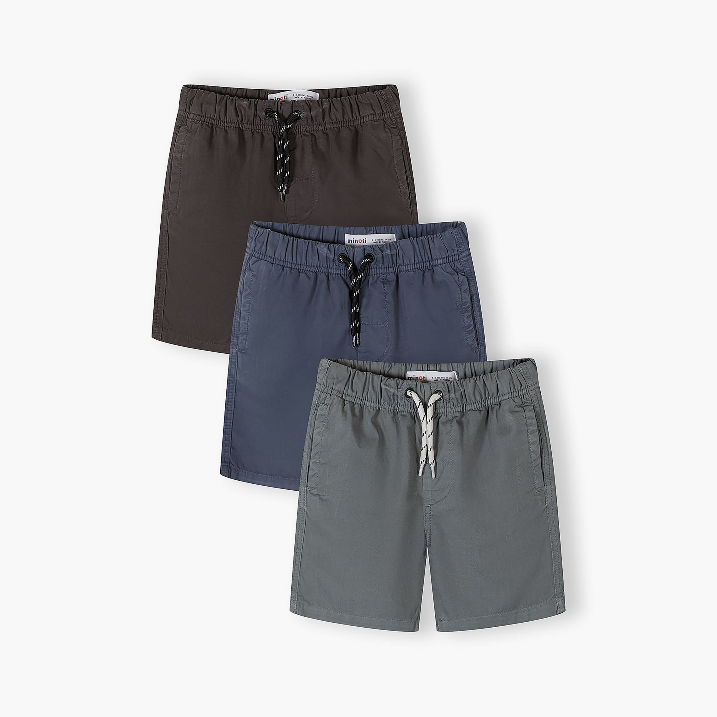 Minoti 3-Piece Elasticated Drawstring Cotton Shorts Set-boys-clothing-bottoms-shorts-image-1
