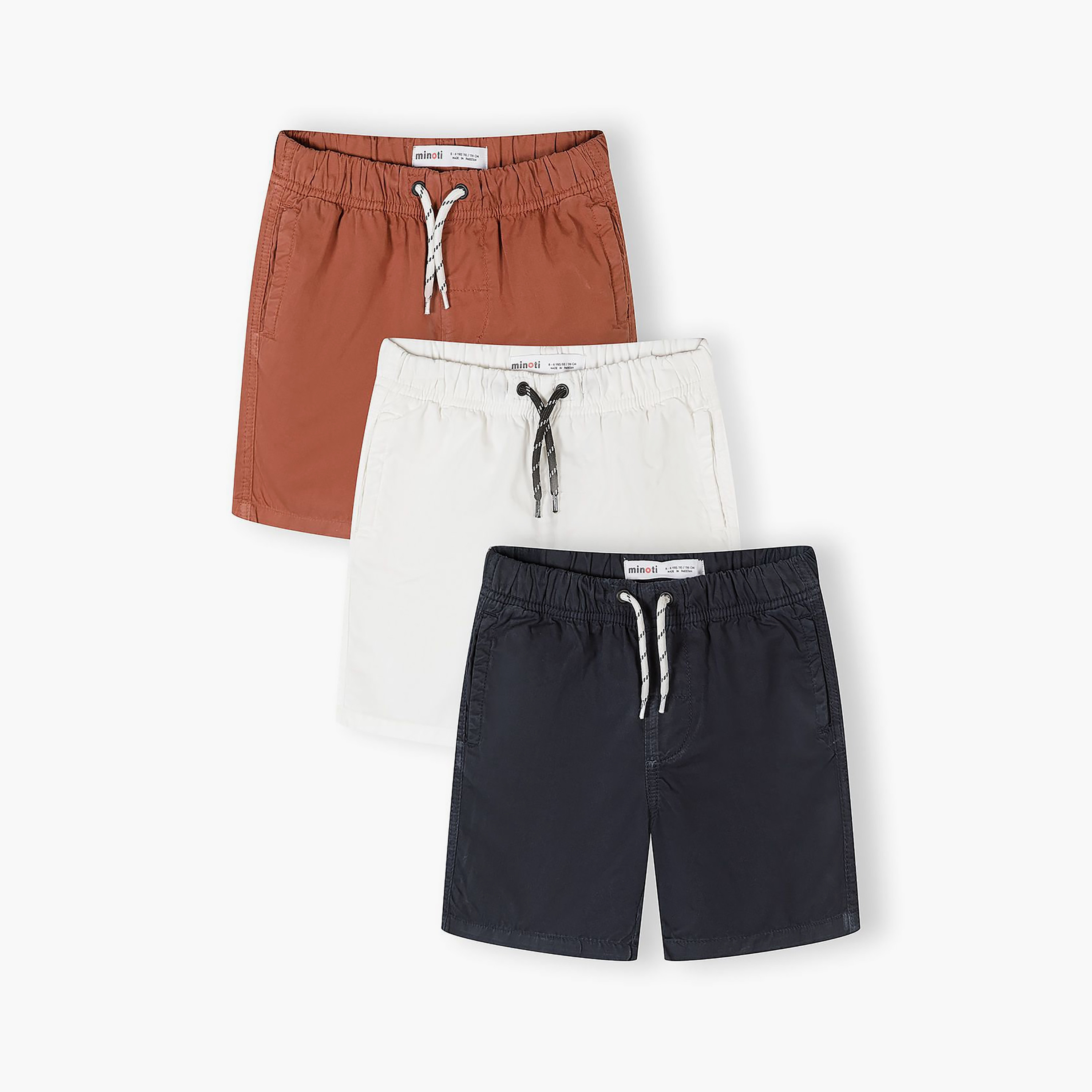 Minoti 3-Piece Elasticated Drawstring Cotton Shorts Set-boys-clothing-bottoms-shorts-image-1