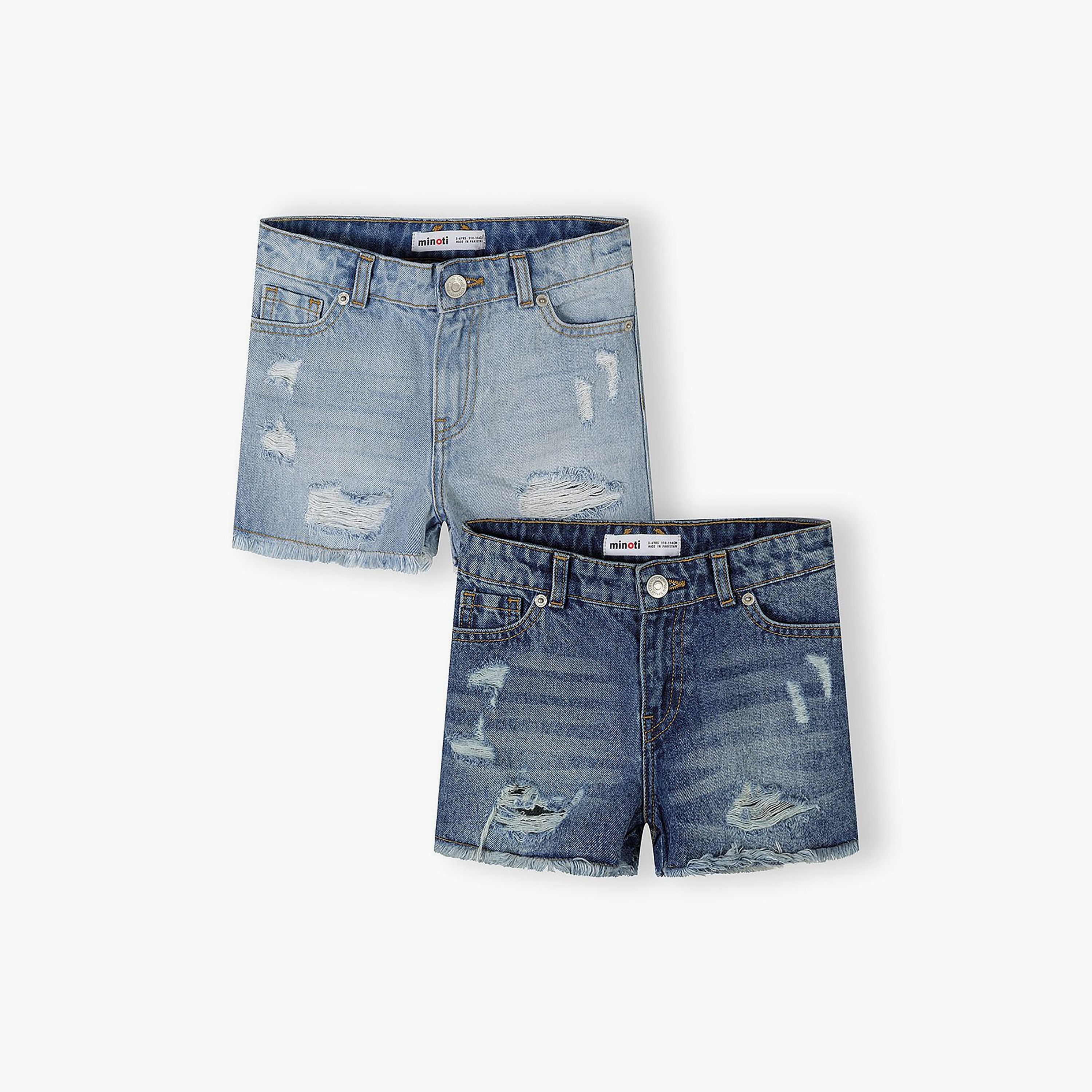 طقم شورت دينيم ريبد قطعتين من مينوتي-girls-clothing-bottoms-shorts-image-1