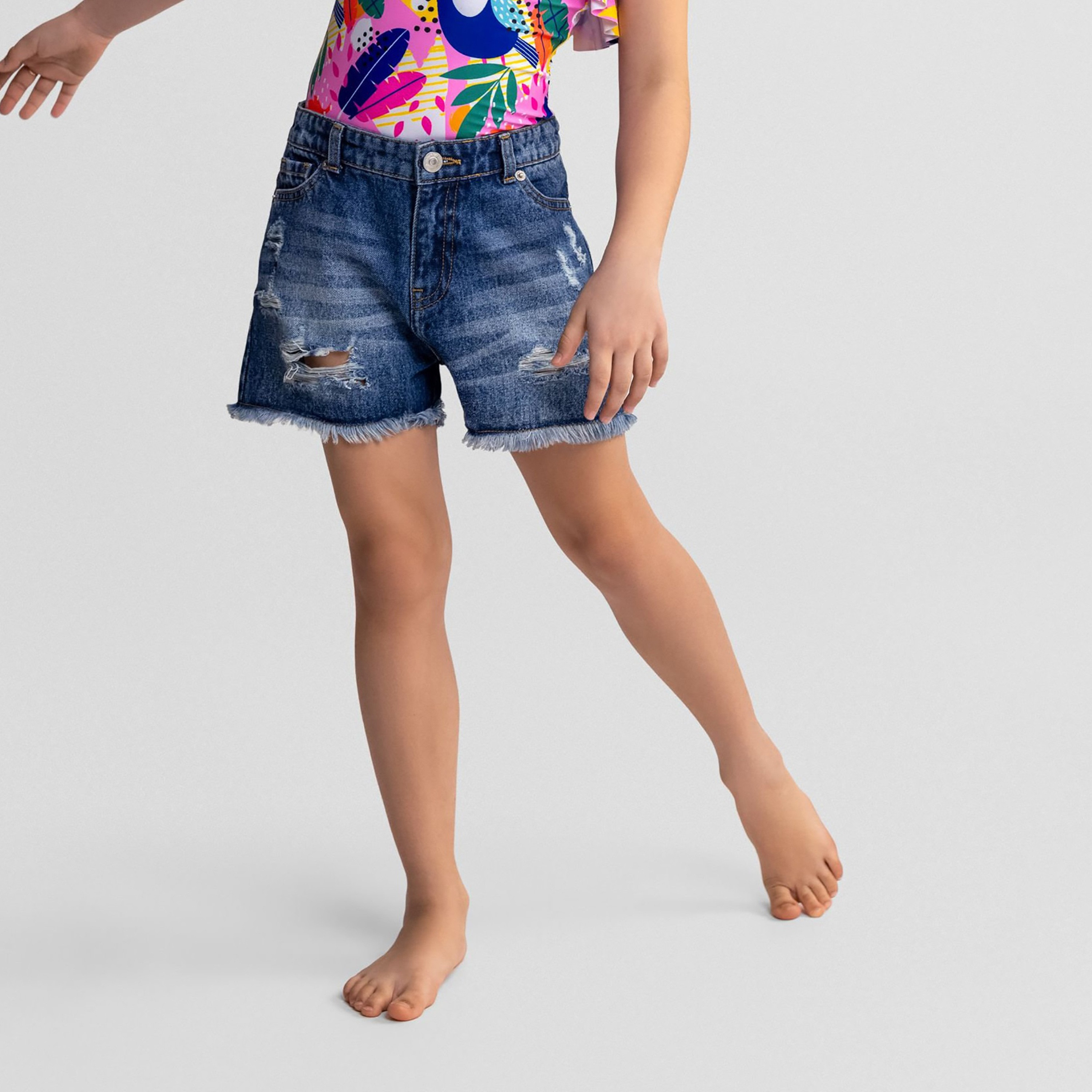 طقم شورت دينيم ريبد قطعتين من مينوتي-girls-clothing-bottoms-shorts-image-2