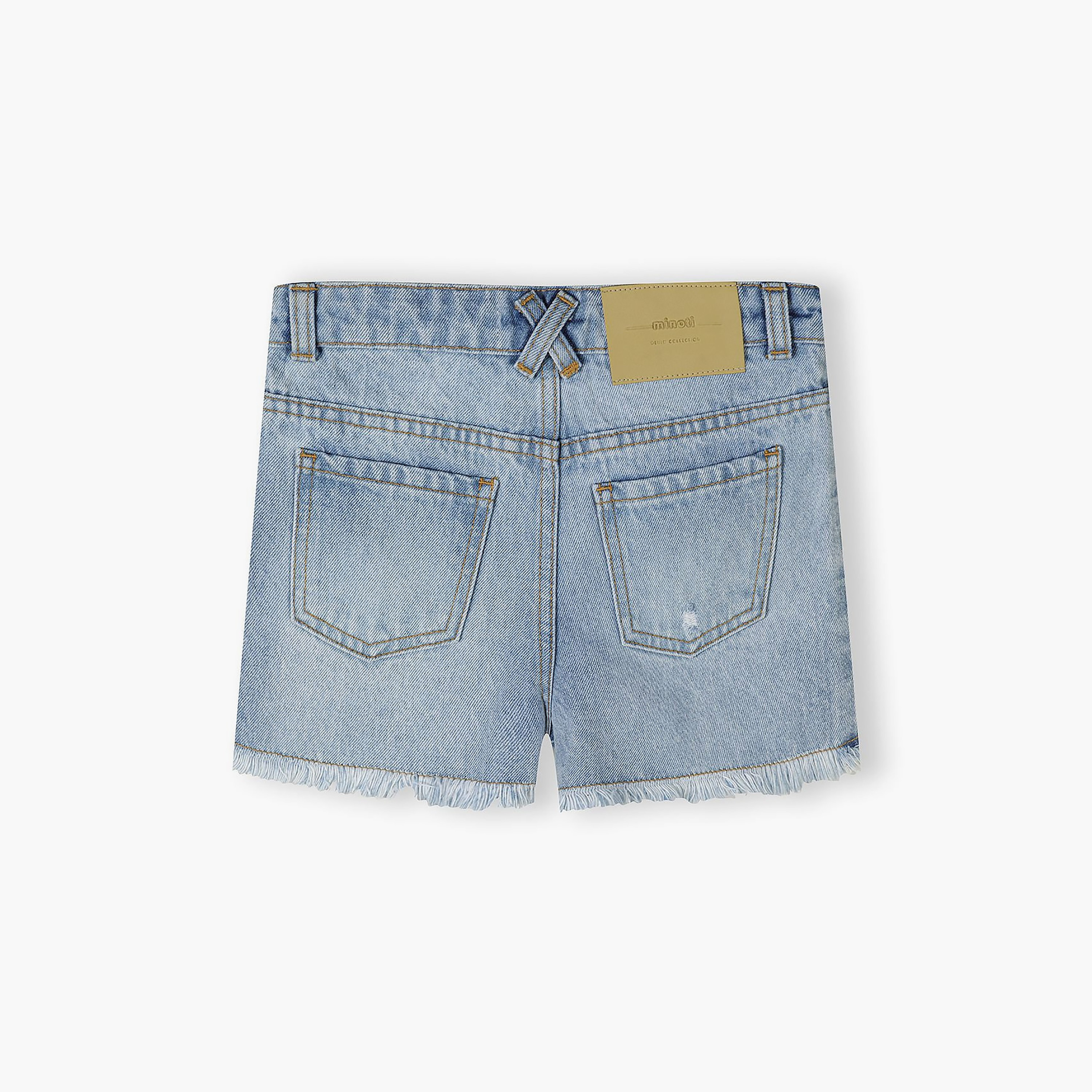 طقم شورت دينيم ريبد قطعتين من مينوتي-girls-clothing-bottoms-shorts-image-4