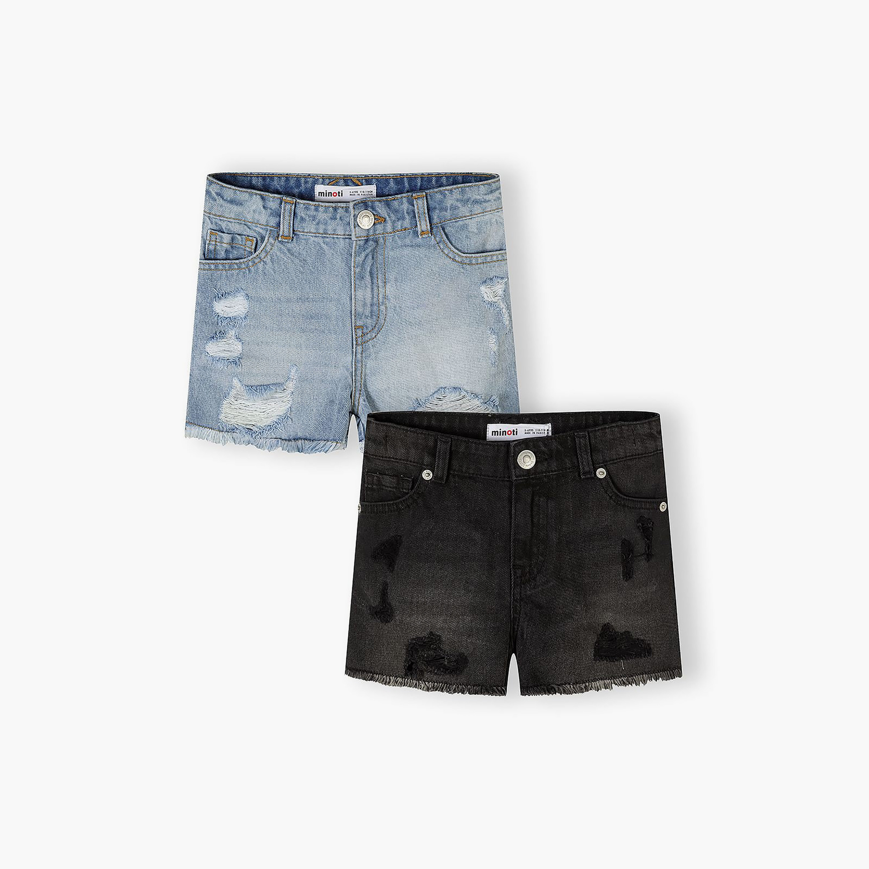 Minoti 2-Piece Ribbed Denim Shorts Set-girls-clothing-bottoms-shorts-image-1