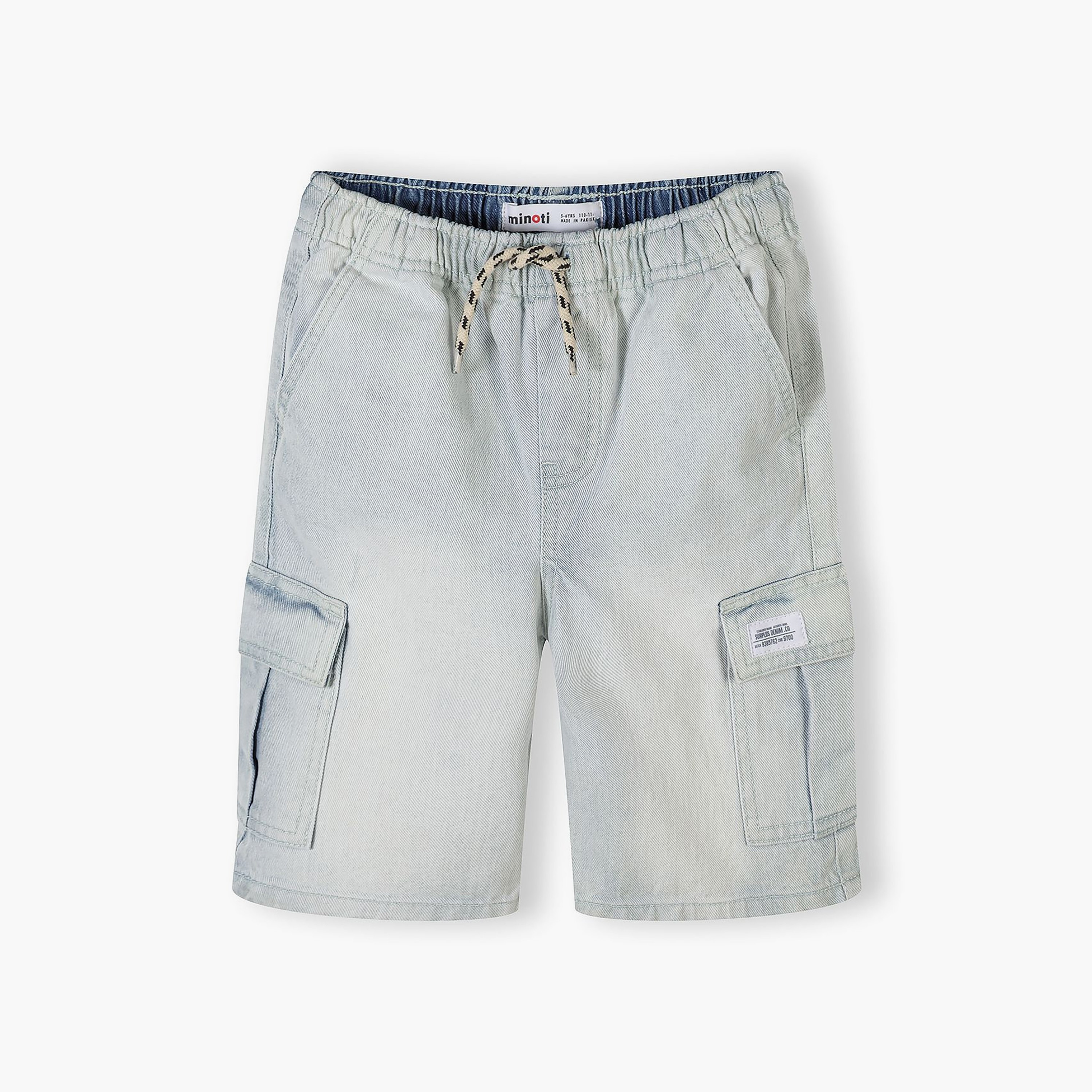 طقم شورتات دينيم بجيوب وخصر مطاطي ورباط قطعتين من مينوتي-boys-clothing-bottoms-shorts-image-5