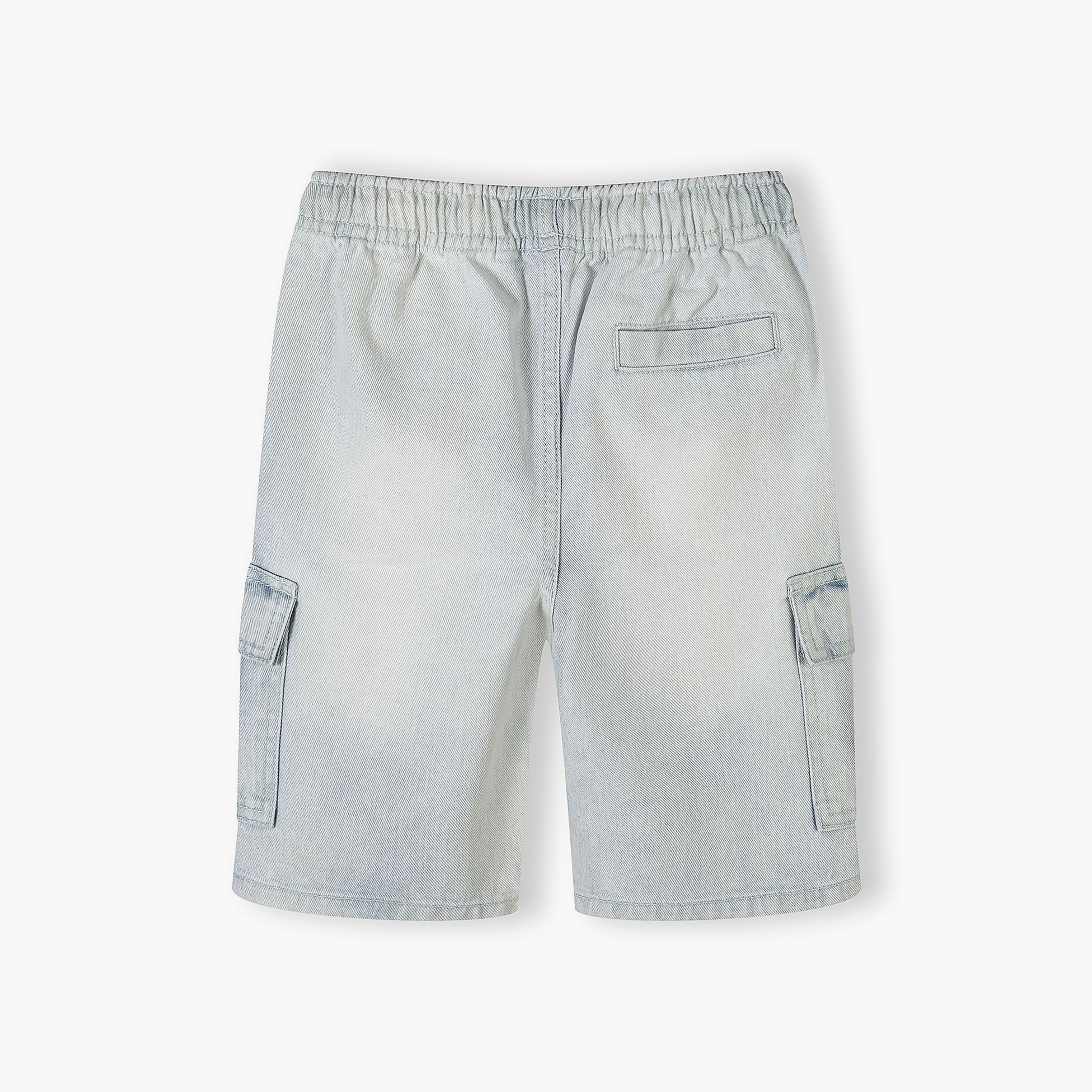 طقم شورتات دينيم بجيوب وخصر مطاطي ورباط قطعتين من مينوتي-boys-clothing-bottoms-shorts-image-6