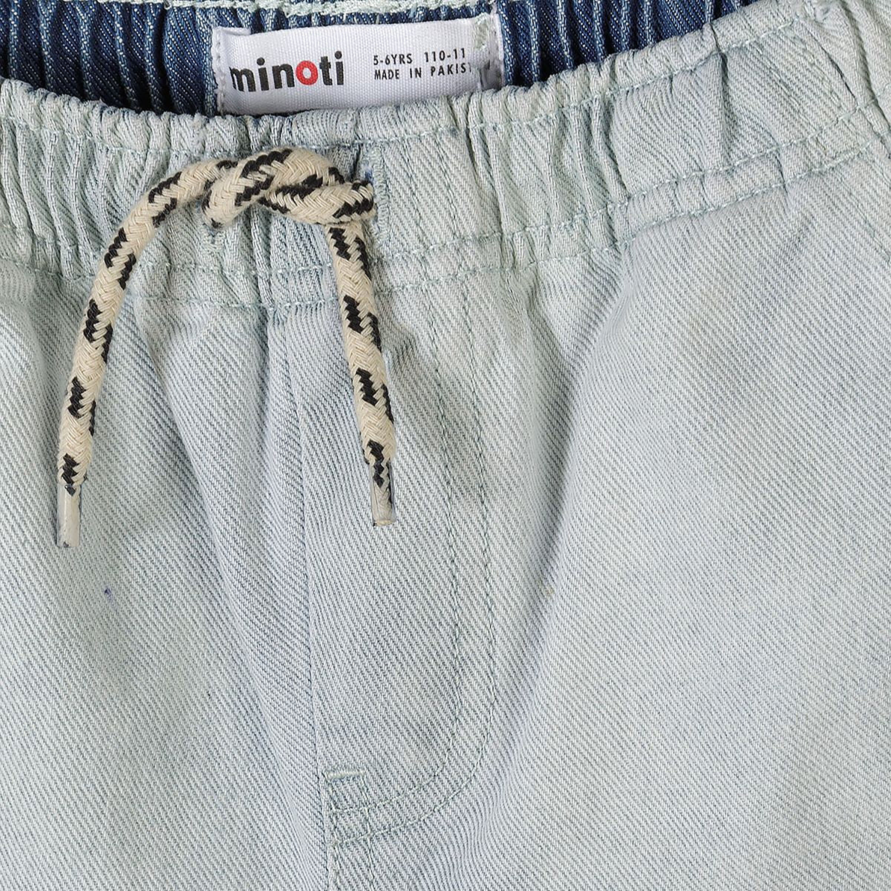 طقم شورتات دينيم بجيوب وخصر مطاطي ورباط قطعتين من مينوتي-boys-clothing-bottoms-shorts-image-7