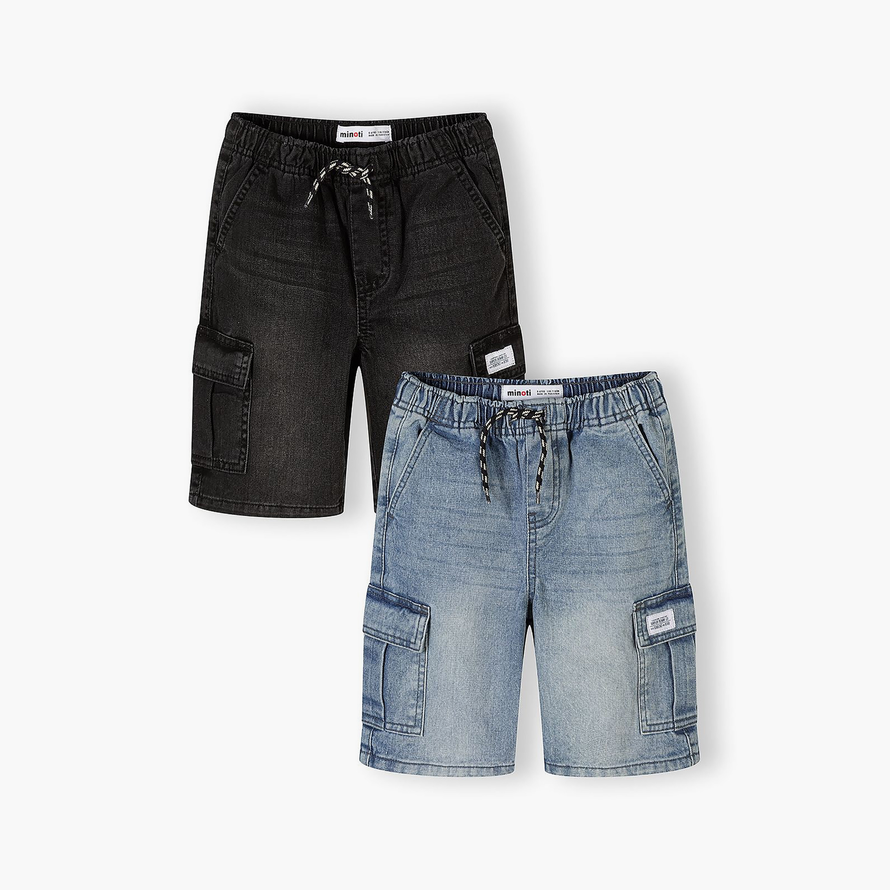 Minoti 2-Piece Elasticated Drawstring Pocketed Denim Shorts Set-boys-clothing-bottoms-shorts-image-1
