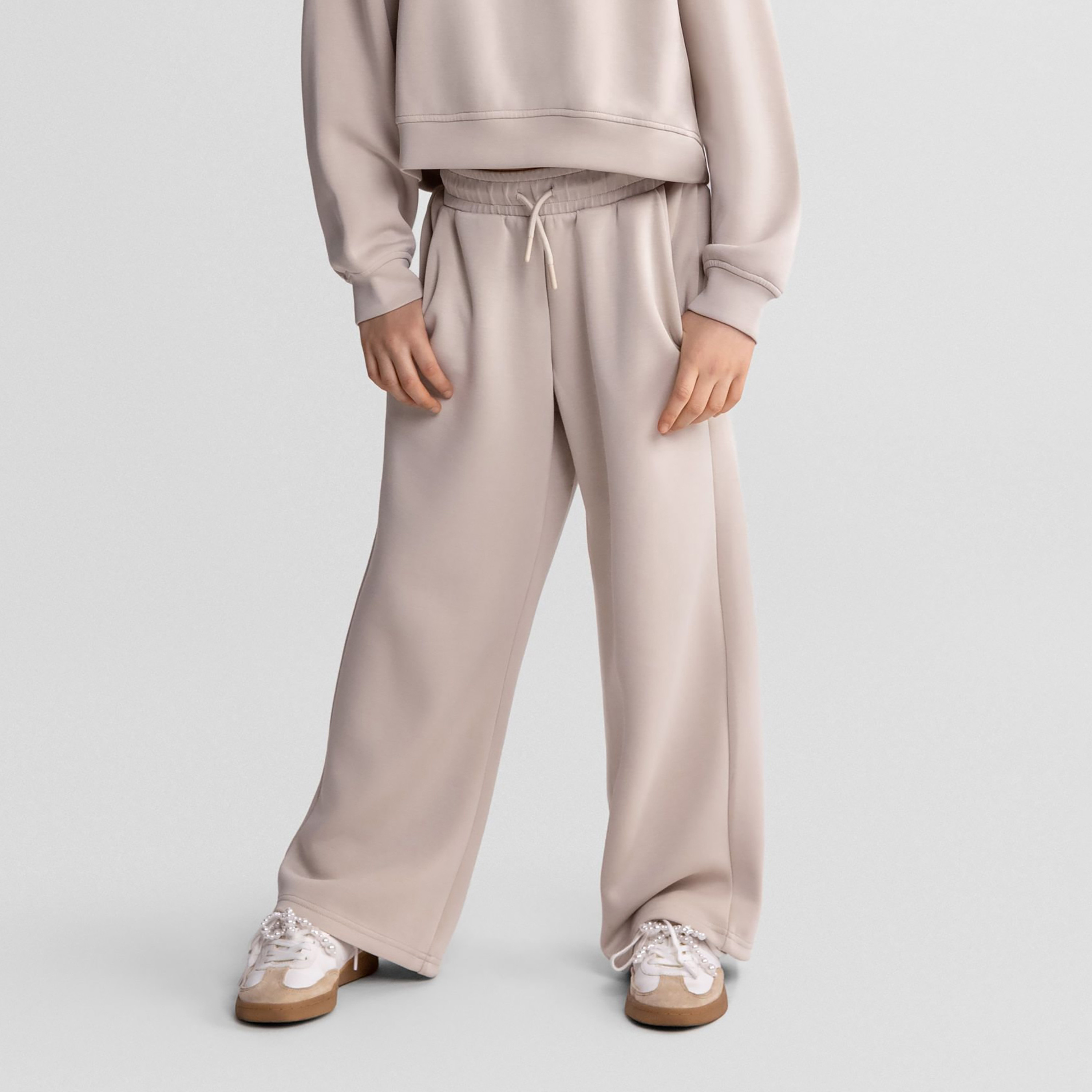 Minoti Polyester Blend Wide Leg Elasticated Drawstring Pants-girls-clothing-bottoms-joggersandtrackpants-image-1