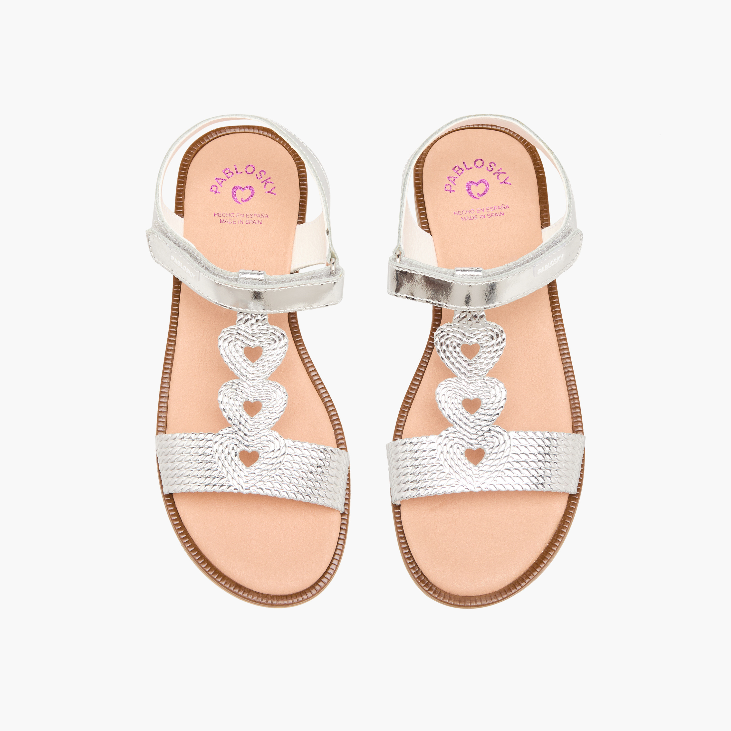 Pablosky Girls Metallic Heart Hook & Loop Sandals-girls-shoes-sandals-image-1