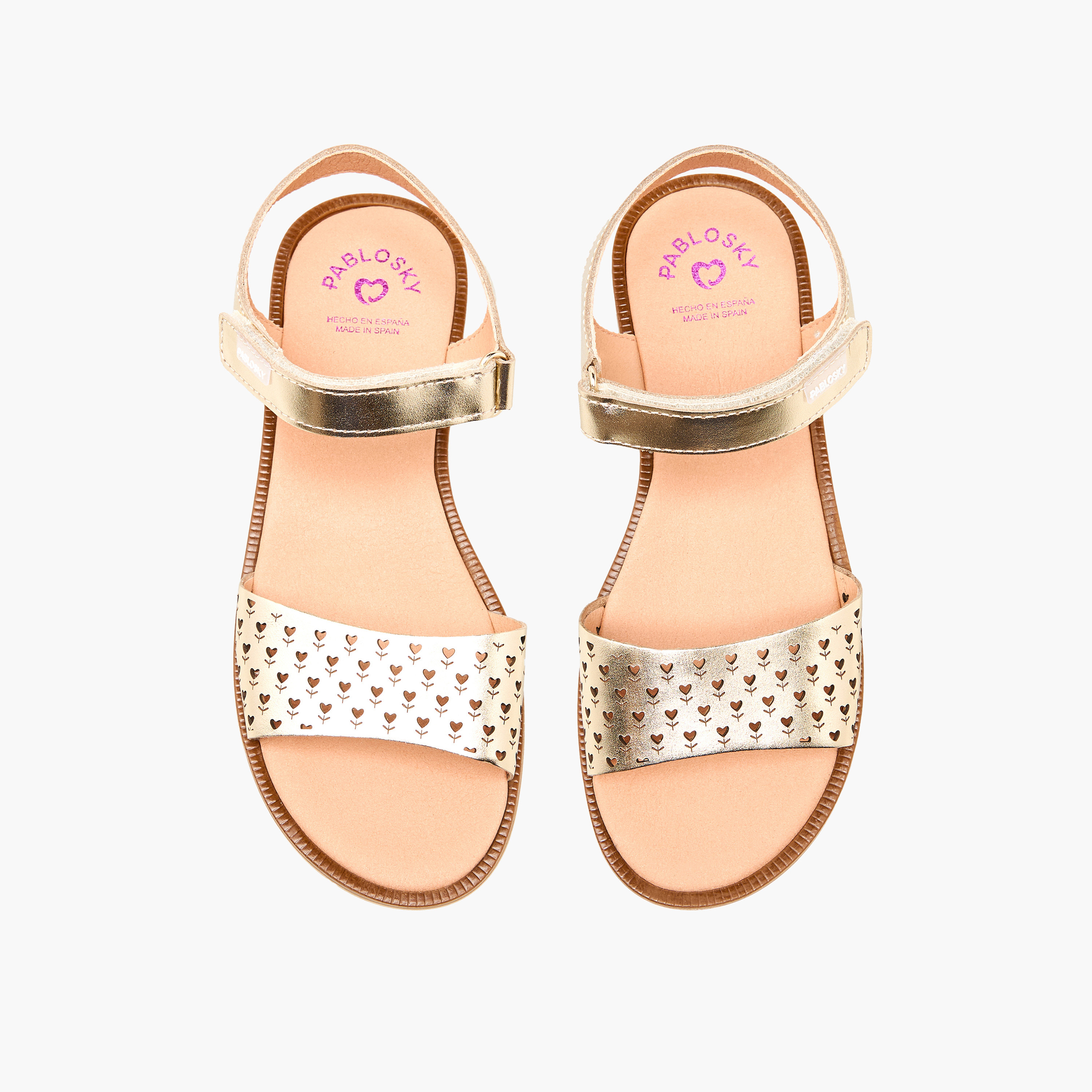 Pablosky Girls Heart Cutout Detail Hook & Loop Sandals-girls-shoes-sandals-image-1
