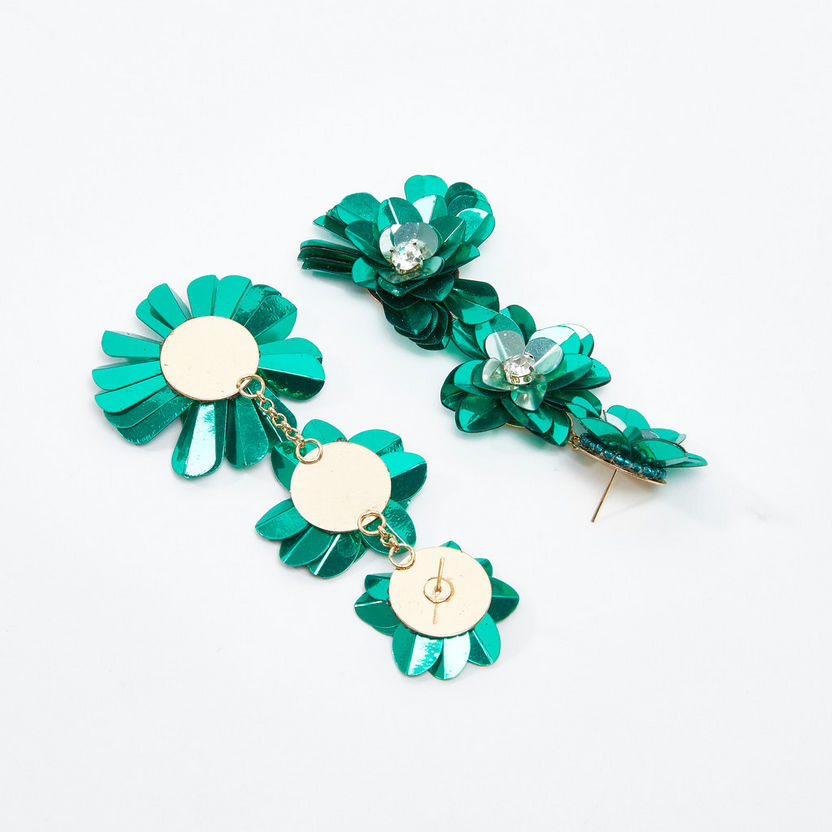 Embellished Dangling Earrings with Pushback Closure-Earrings-image-3