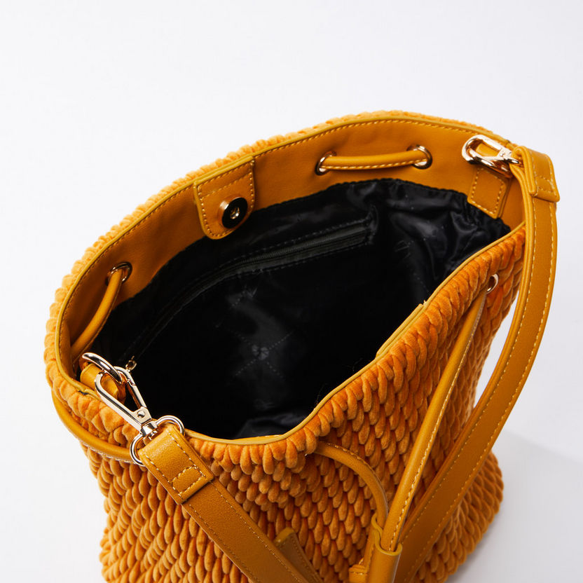 Textured Tote Bag with Detachable Strap-Bags-image-4