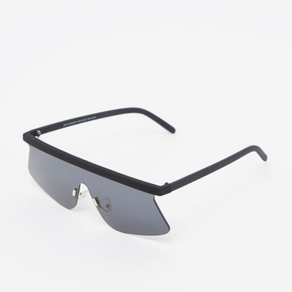 Half Rim Shield Sunglasses with Nose Pads and Sleek Temples