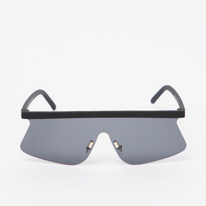 Half Rim Shield Sunglasses with Nose Pads and Sleek Temples