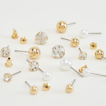 Set of 9 - Embellished Stud Earrings with Pushback Closure-Earrings-image-1
