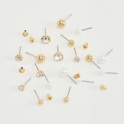 Set of 9 - Embellished Stud Earrings with Pushback Closure-Earrings-image-2